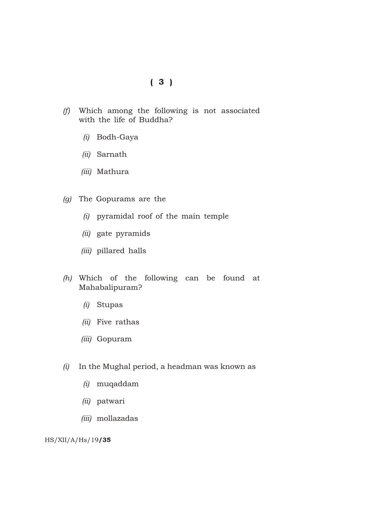 Meghalaya Board (MBOSE) Class 12 HISTORY 2019 Question Paper - Page 3