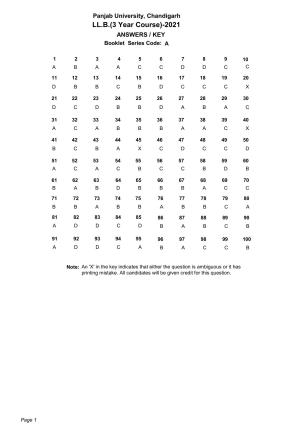 PU LLB 2021 Answer Key