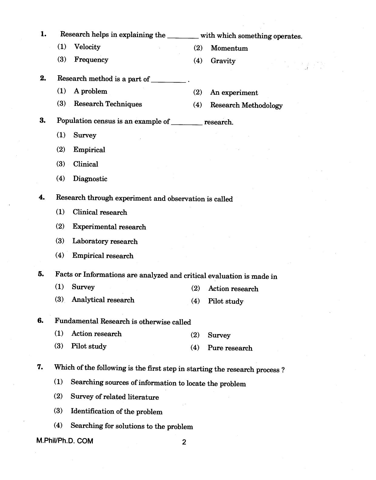 IGNOU PhD Entrance Test M.Phil/Ph.D (Commerce) 2018 Question Paper - Page 2