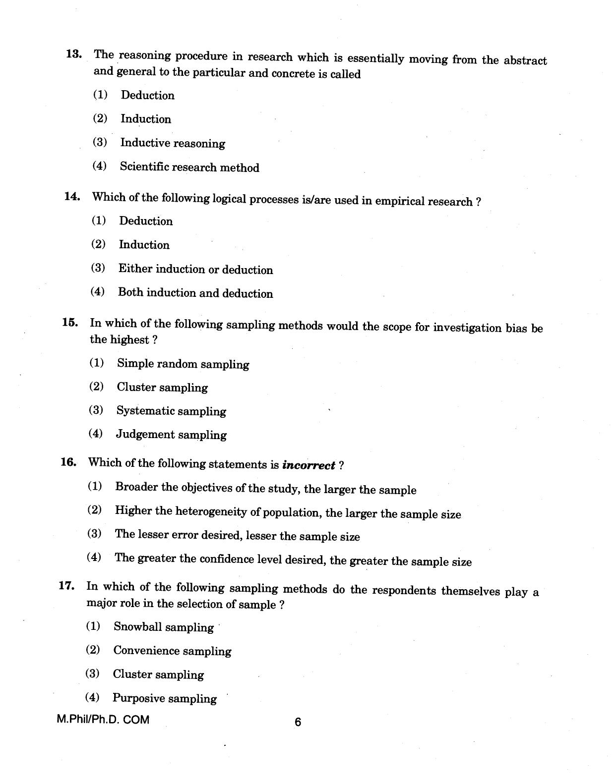 IGNOU PhD Entrance Test M.Phil/Ph.D (Commerce) 2018 Question Paper - Page 6