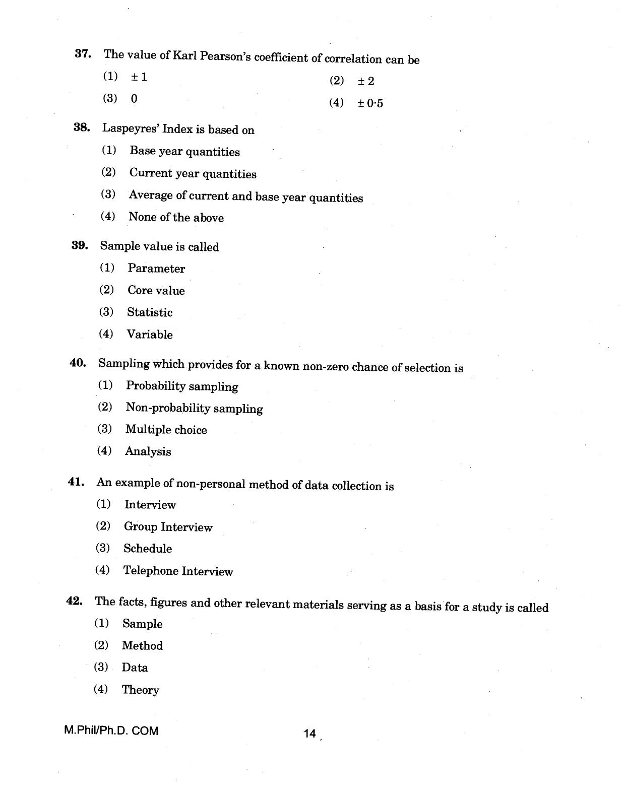 IGNOU PhD Entrance Test M.Phil/Ph.D (Commerce) 2018 Question Paper - Page 14