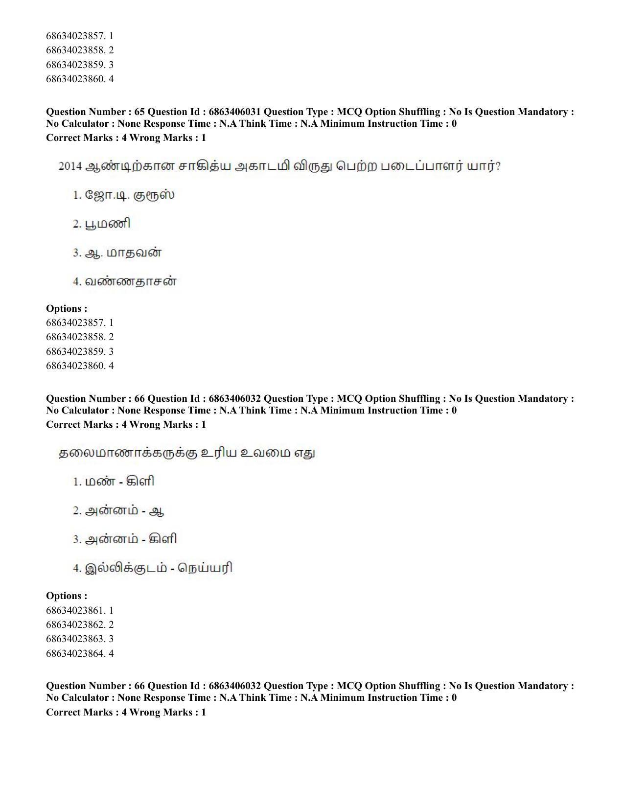CUET PG 2023: LAQP35 – Tamil (Eng.) - Shift 3 (05-06-2023) Question Paper - Page 88