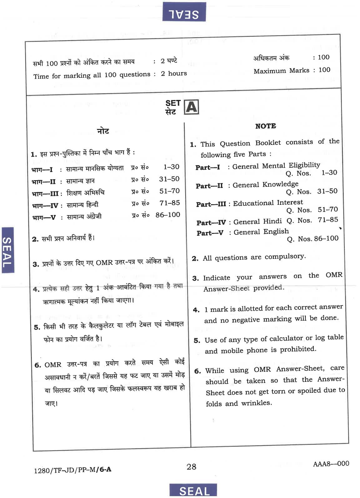 CG Pre B.A B.Ed / Pre B.Sc. B.Ed 2018 Question Paper - Page 28