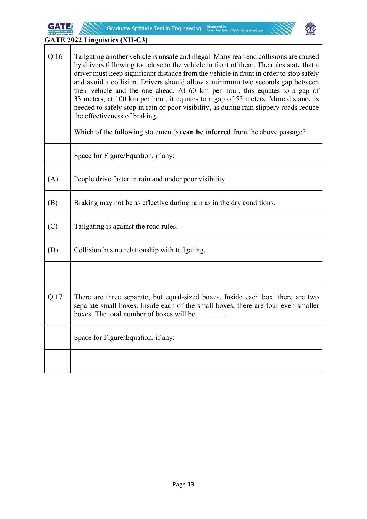 GATE 2022 Humanities & Social Sciences - Linguistics (XH-C3) Question Paper - Page 13
