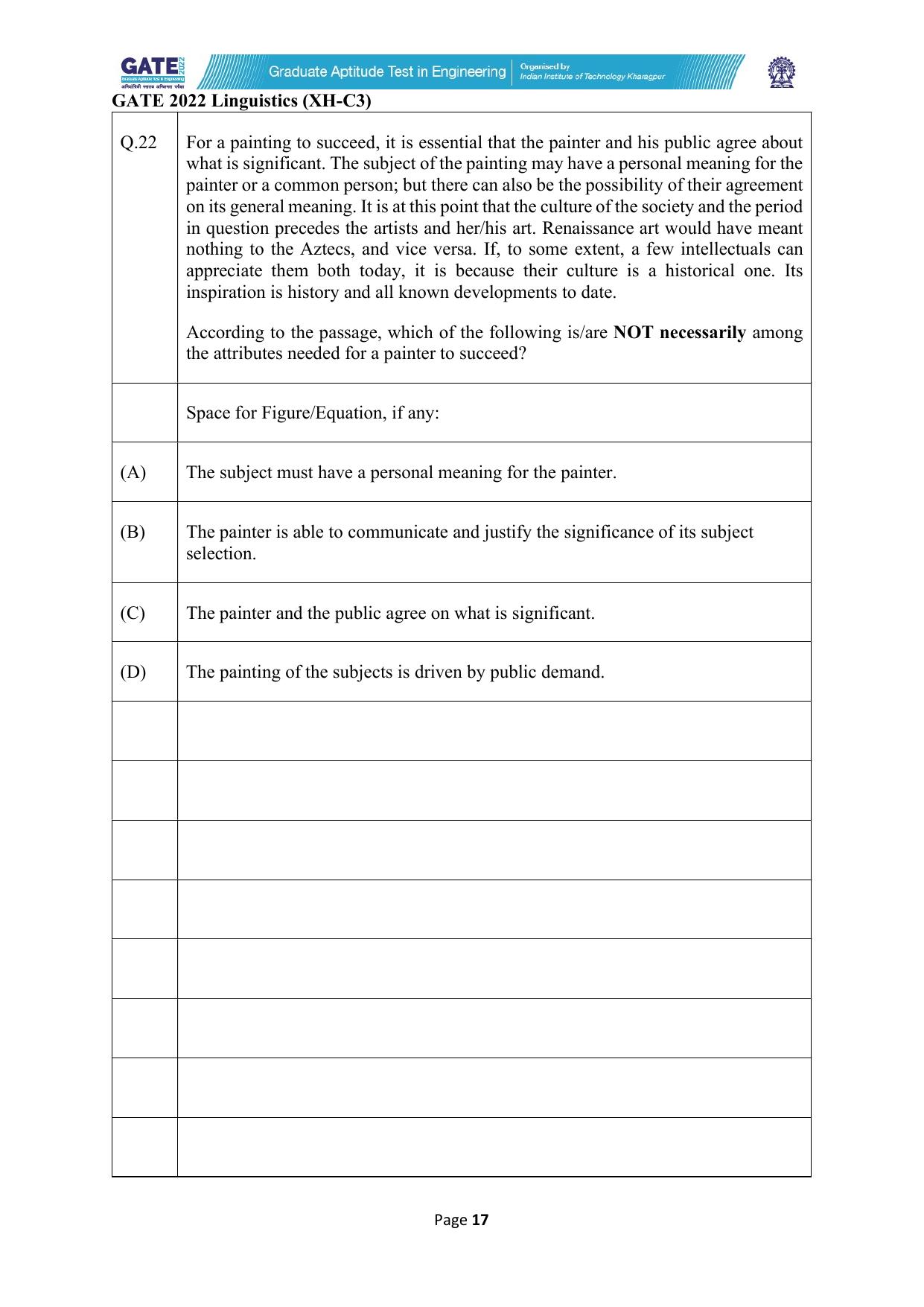 GATE 2022 Humanities & Social Sciences - Linguistics (XH-C3) Question Paper - Page 17