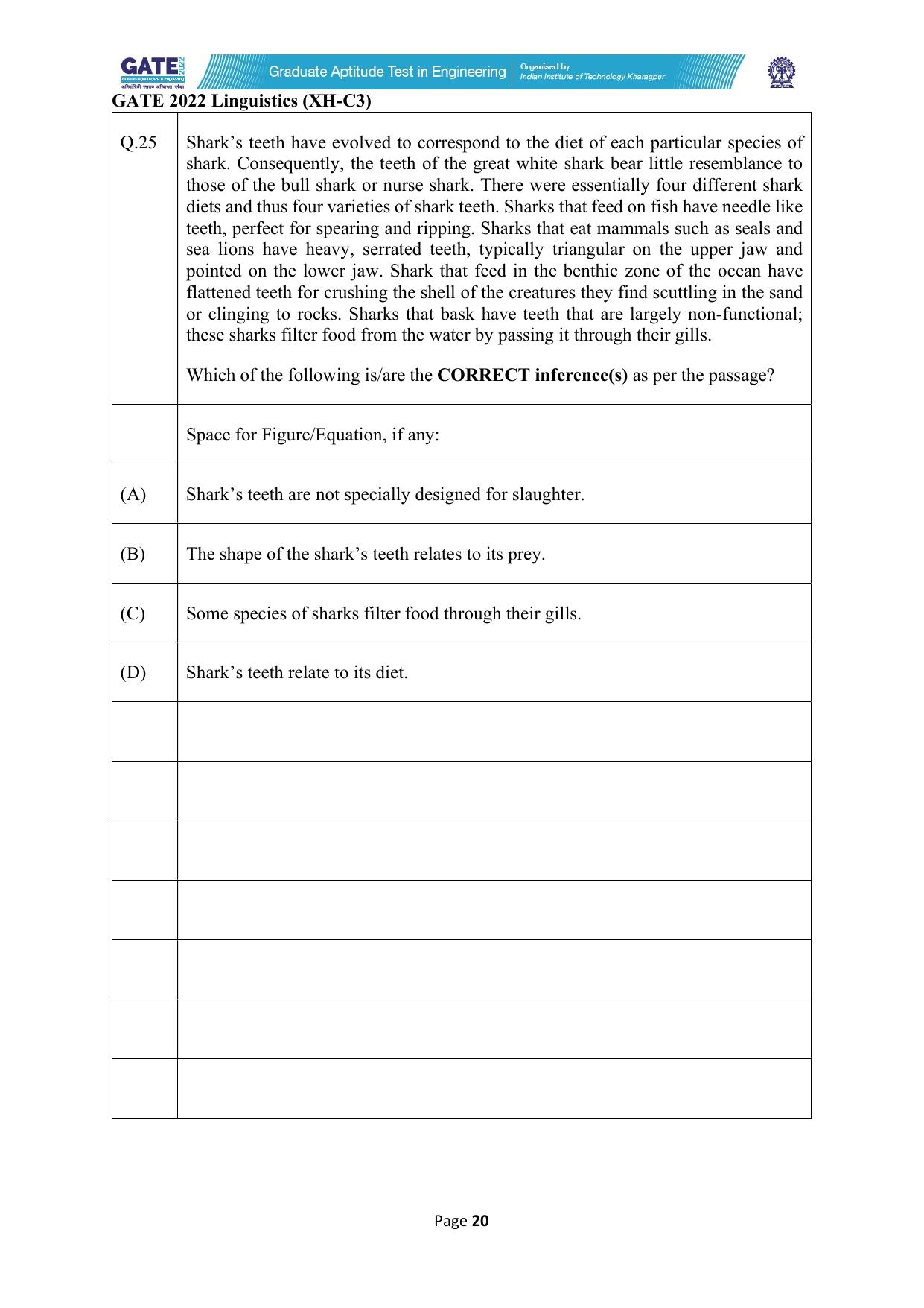 GATE 2022 Humanities & Social Sciences - Linguistics (XH-C3) Question Paper - Page 20