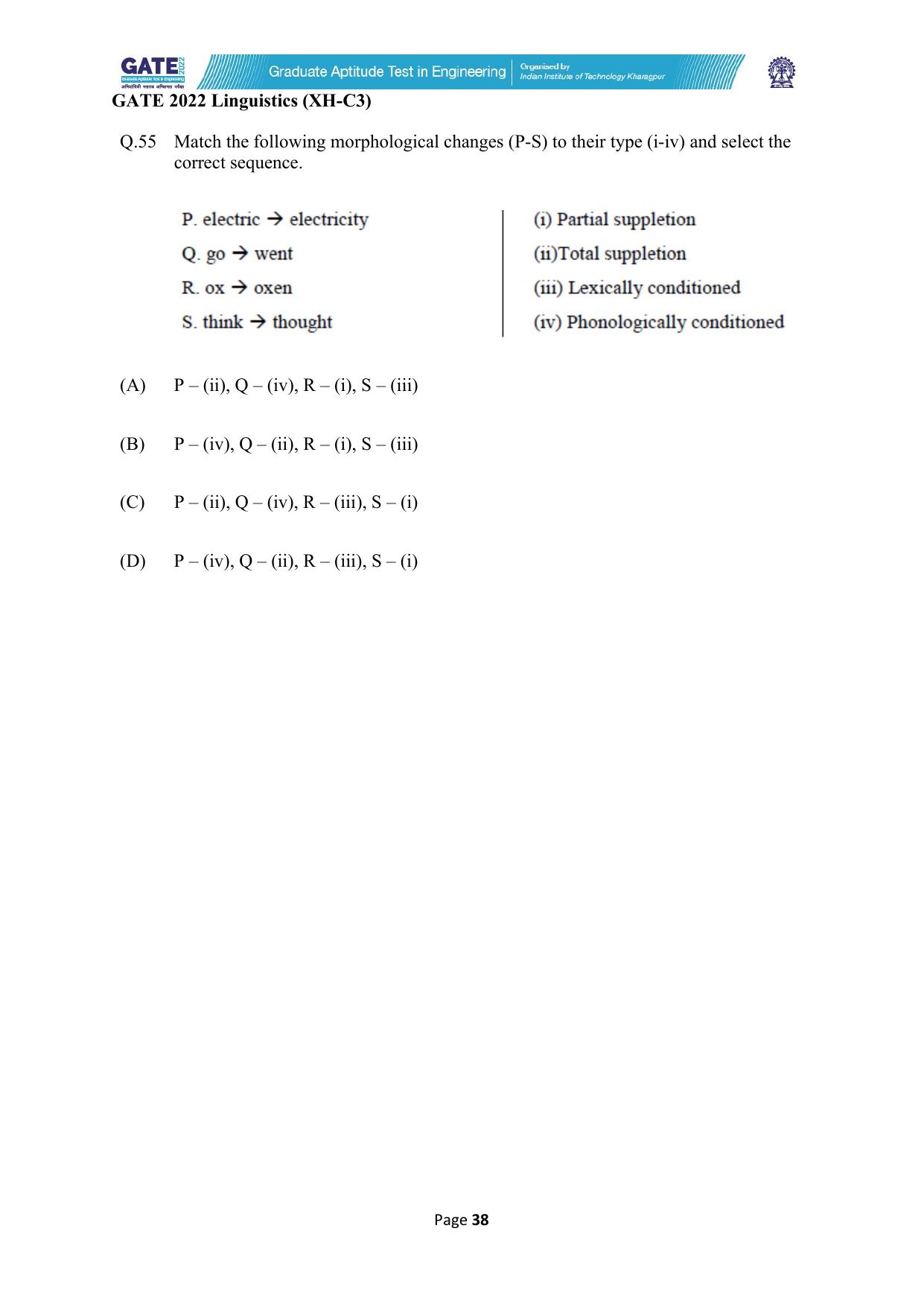 GATE 2022 Humanities & Social Sciences - Linguistics (XH-C3) Question Paper - Page 38