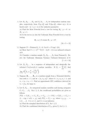 ISI Admission Test JRF in Statistics STB 2022 Sample Paper