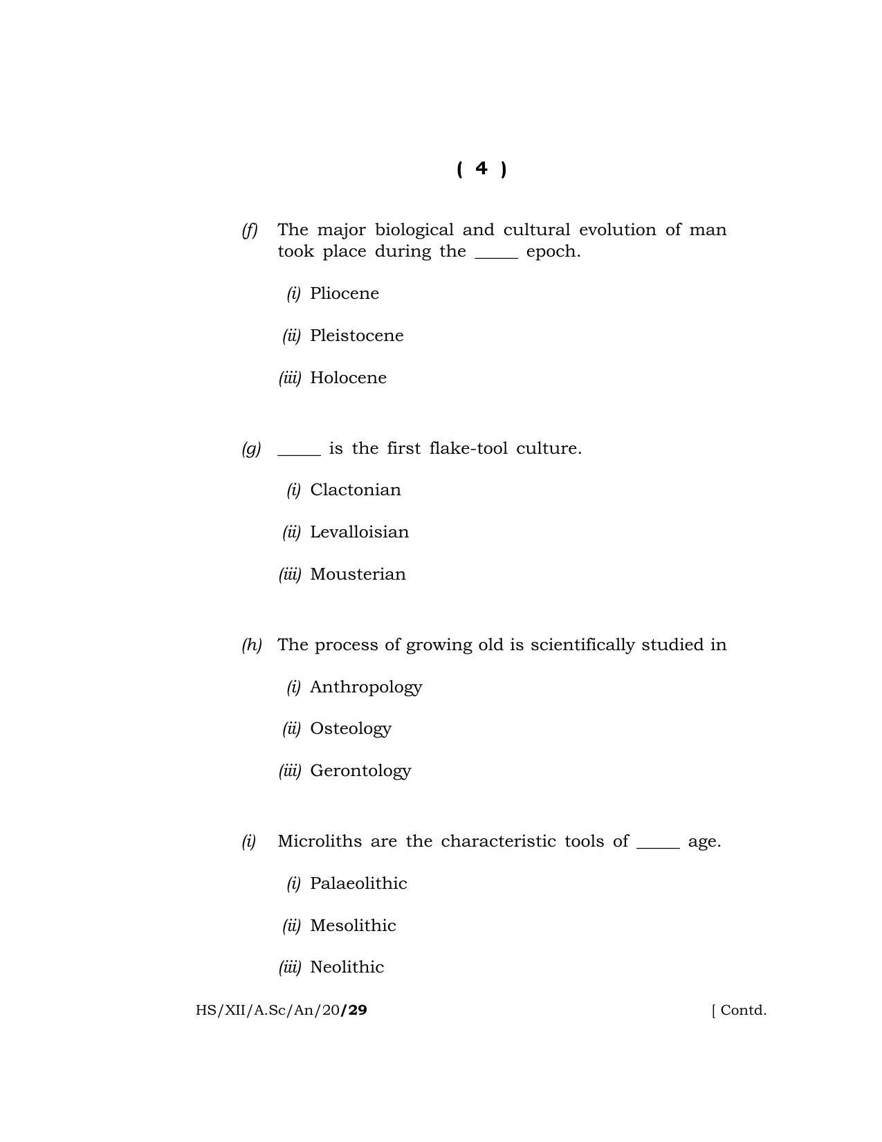 Meghalaya Board (MBOSE) Class 12 ANTHROPOLOGY 2020 Question Paper - Page 4