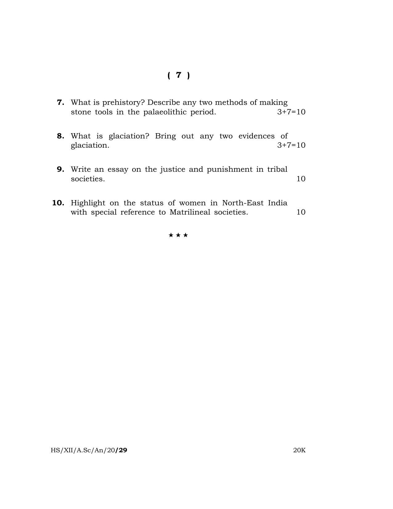 Meghalaya Board (MBOSE) Class 12 ANTHROPOLOGY 2020 Question Paper - Page 7