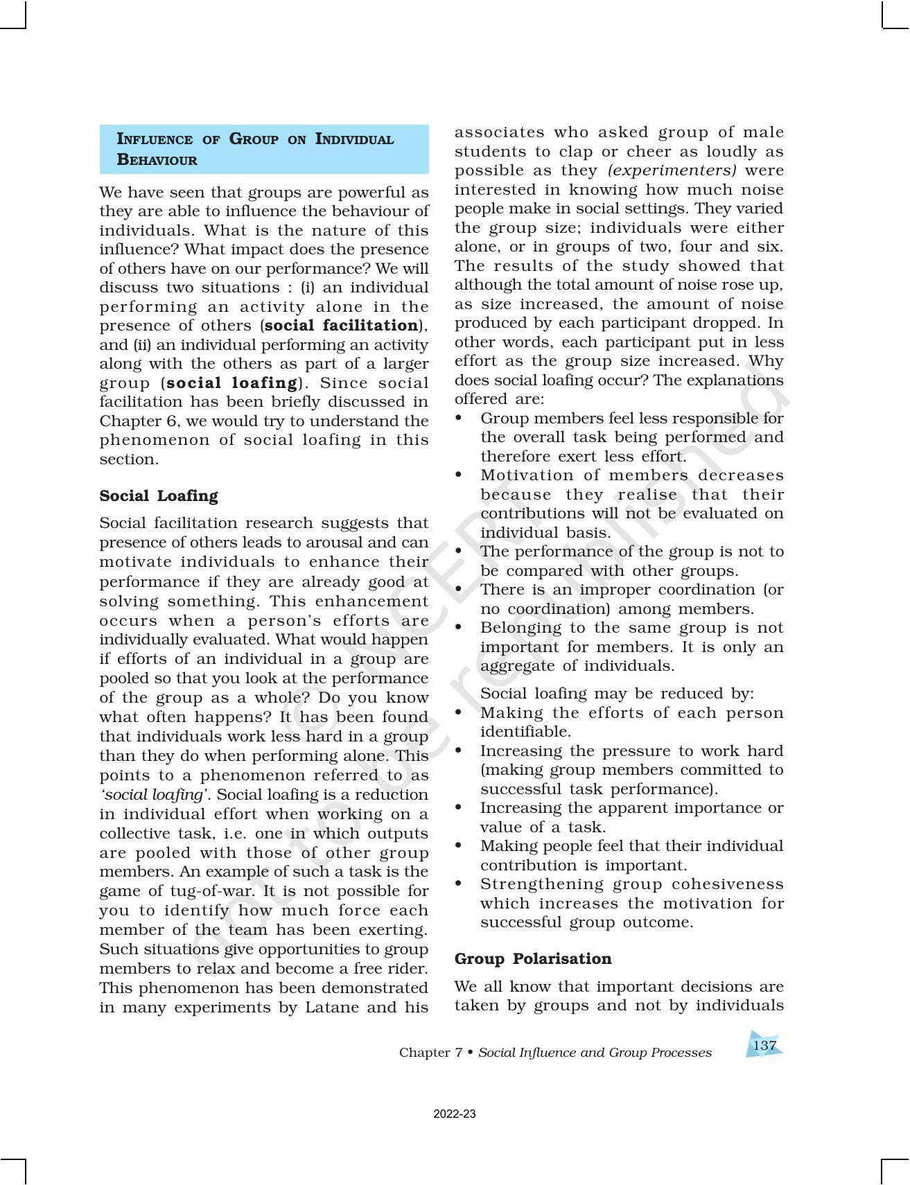 NCERT Book for Class 12 Psychology Chapter 7 Social Influence and Group Processes - Page 9