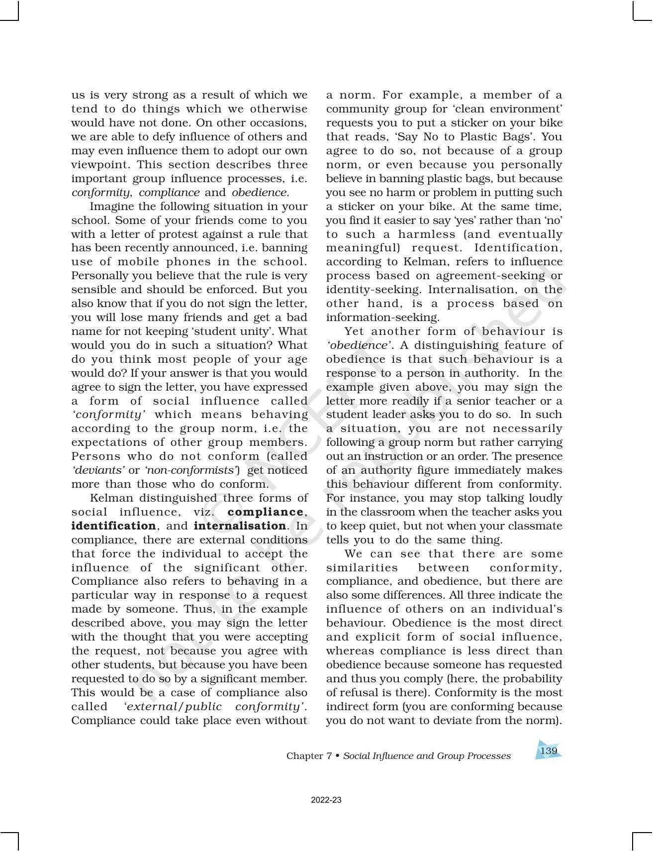 NCERT Book for Class 12 Psychology Chapter 7 Social Influence and Group Processes - Page 11
