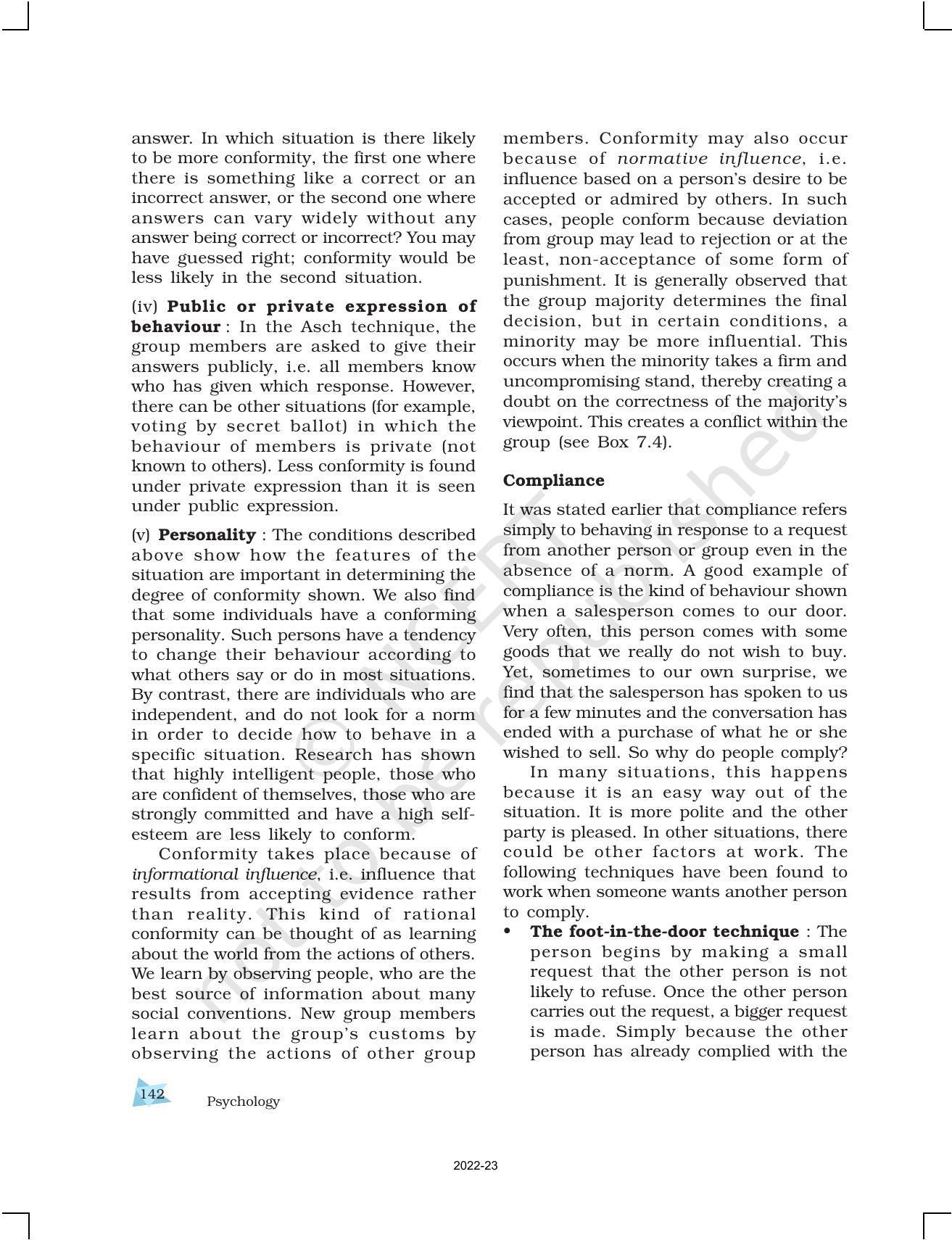 NCERT Book for Class 12 Psychology Chapter 7 Social Influence and Group Processes - Page 14