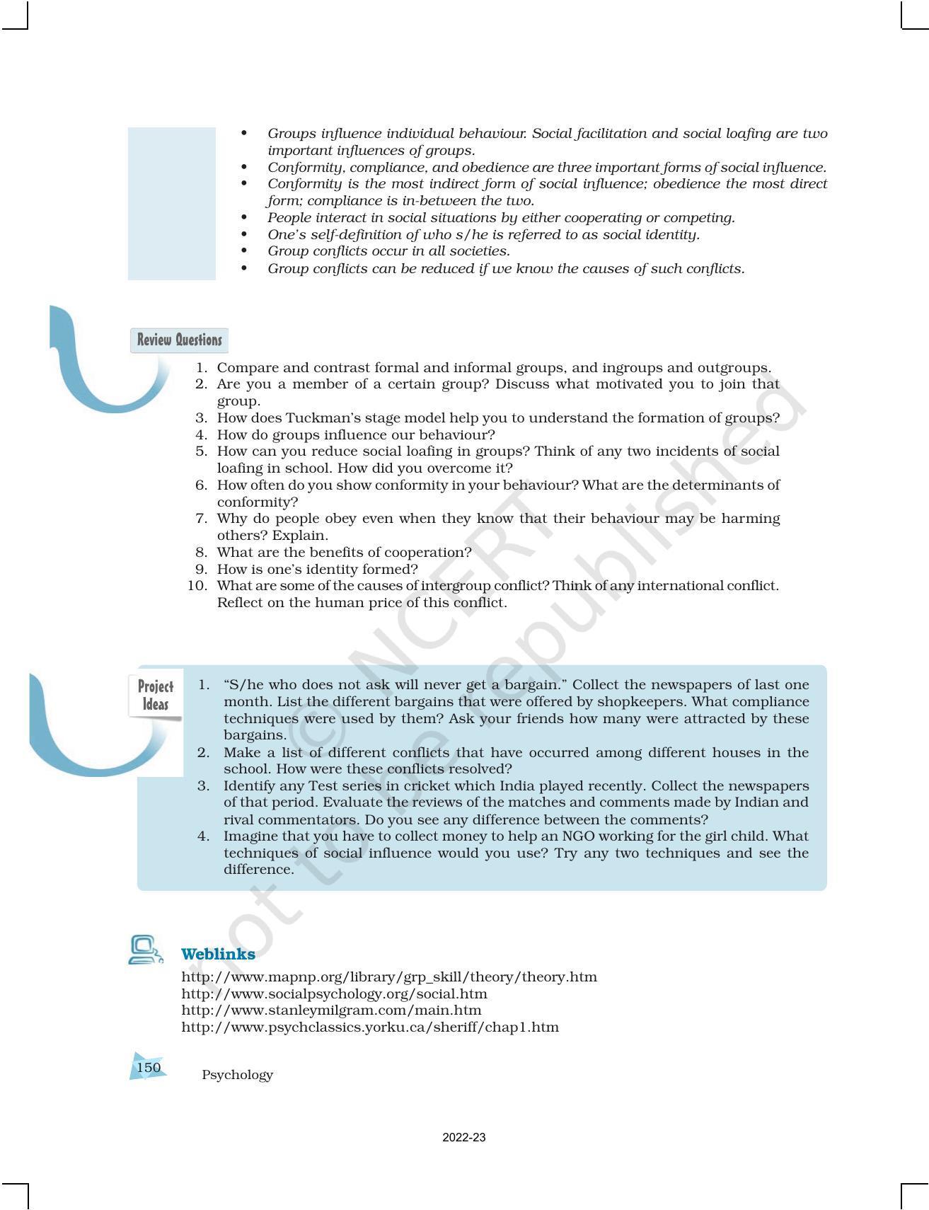 NCERT Book for Class 12 Psychology Chapter 7 Social Influence and Group Processes - Page 22