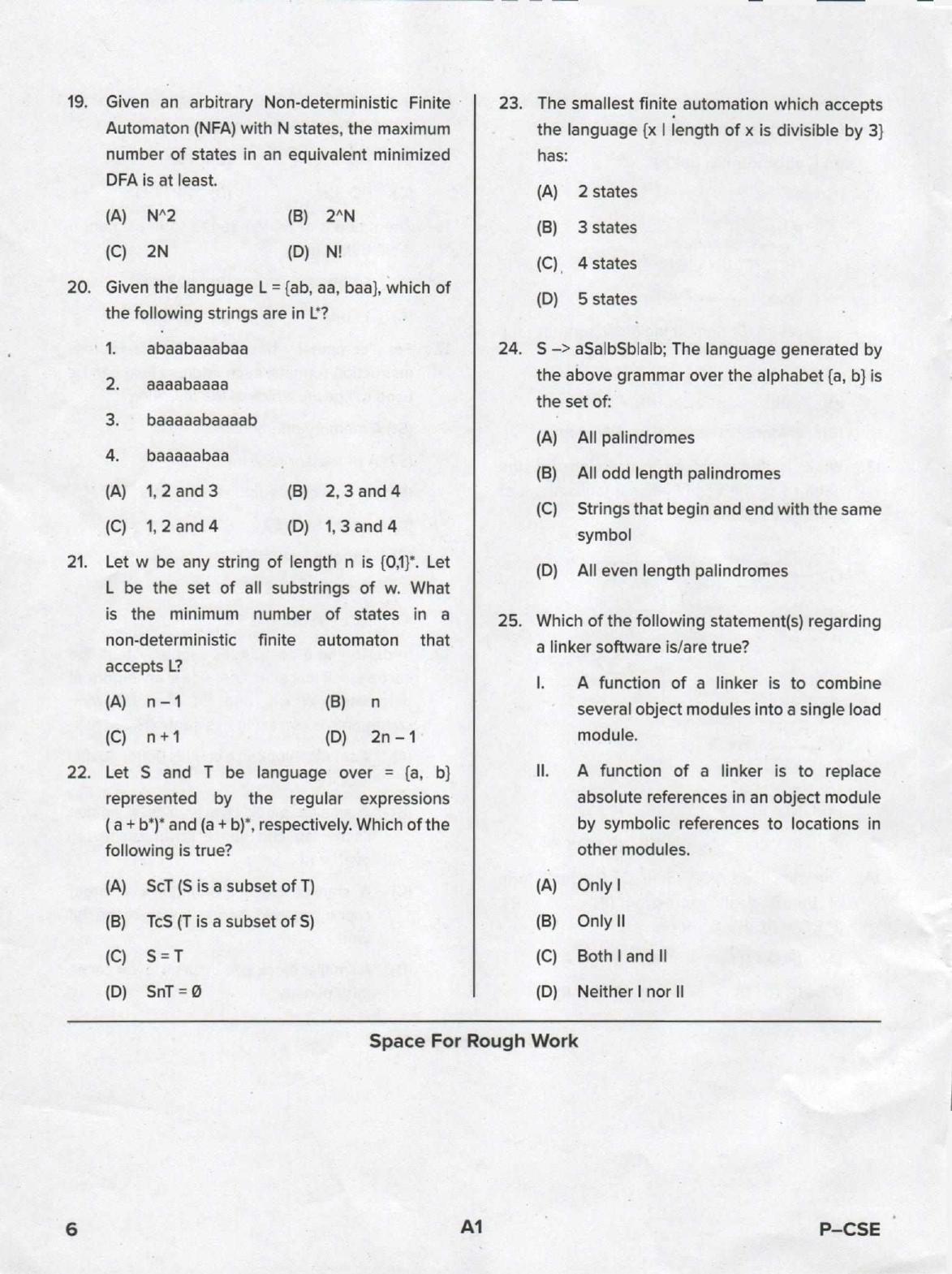 Karnataka PGCET 2020 Computer Science and Engineering Question Paper - Page 6