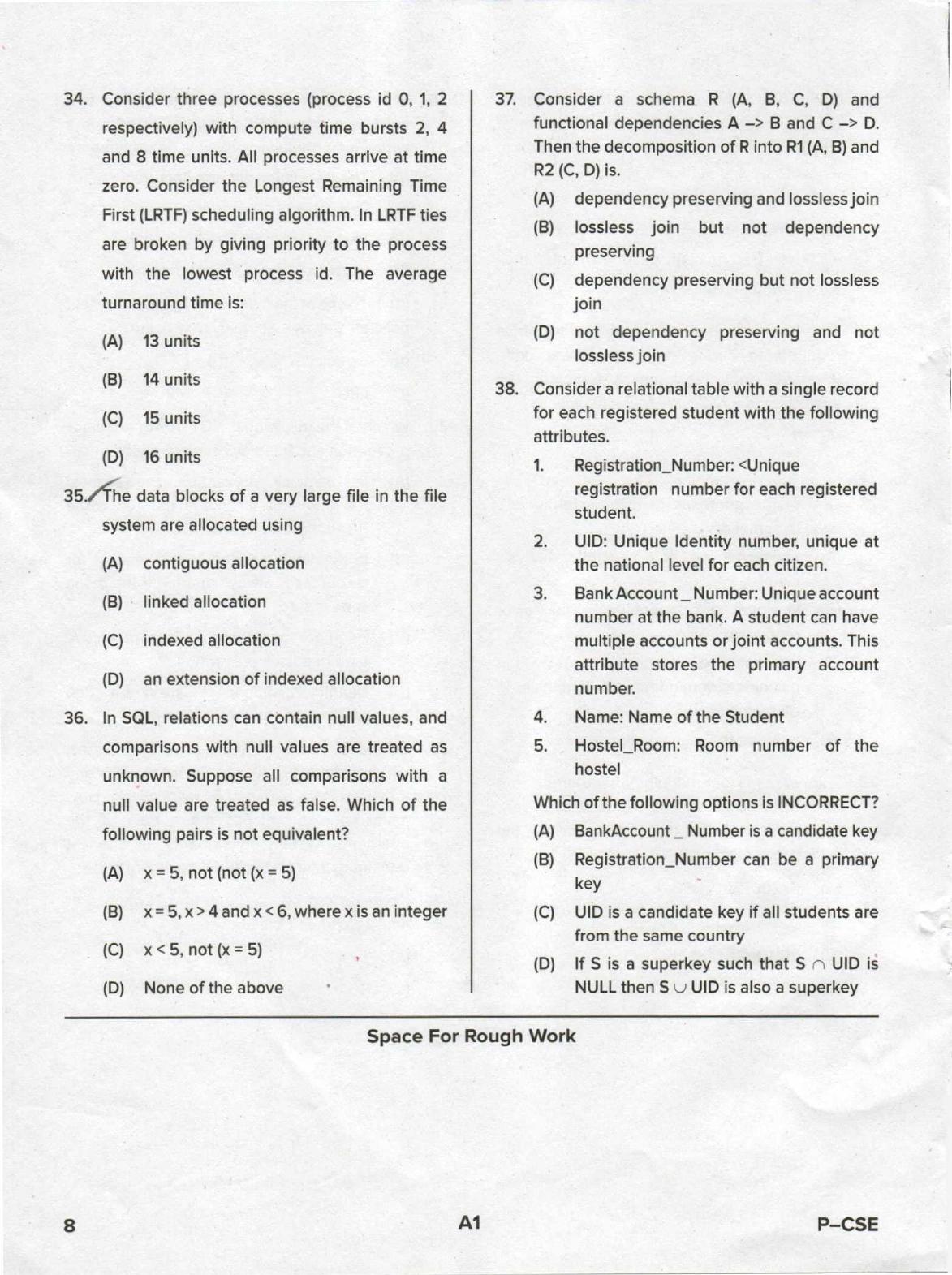 Karnataka PGCET 2020 Computer Science and Engineering Question Paper - Page 8