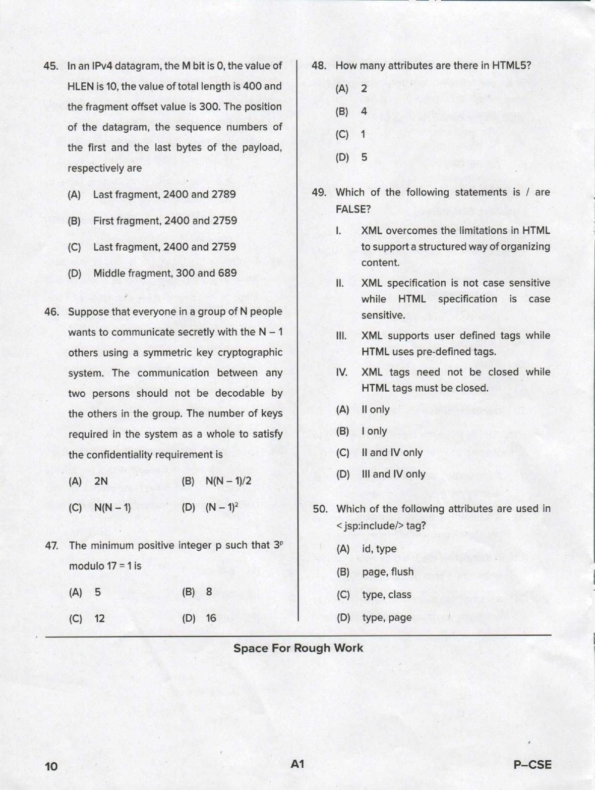 Karnataka PGCET 2020 Computer Science and Engineering Question Paper - Page 10