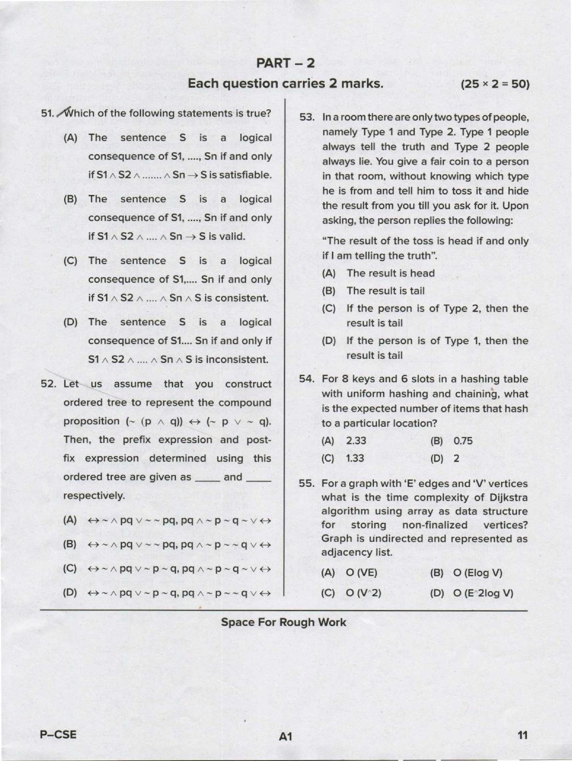 Karnataka PGCET 2020 Computer Science and Engineering Question Paper - Page 11
