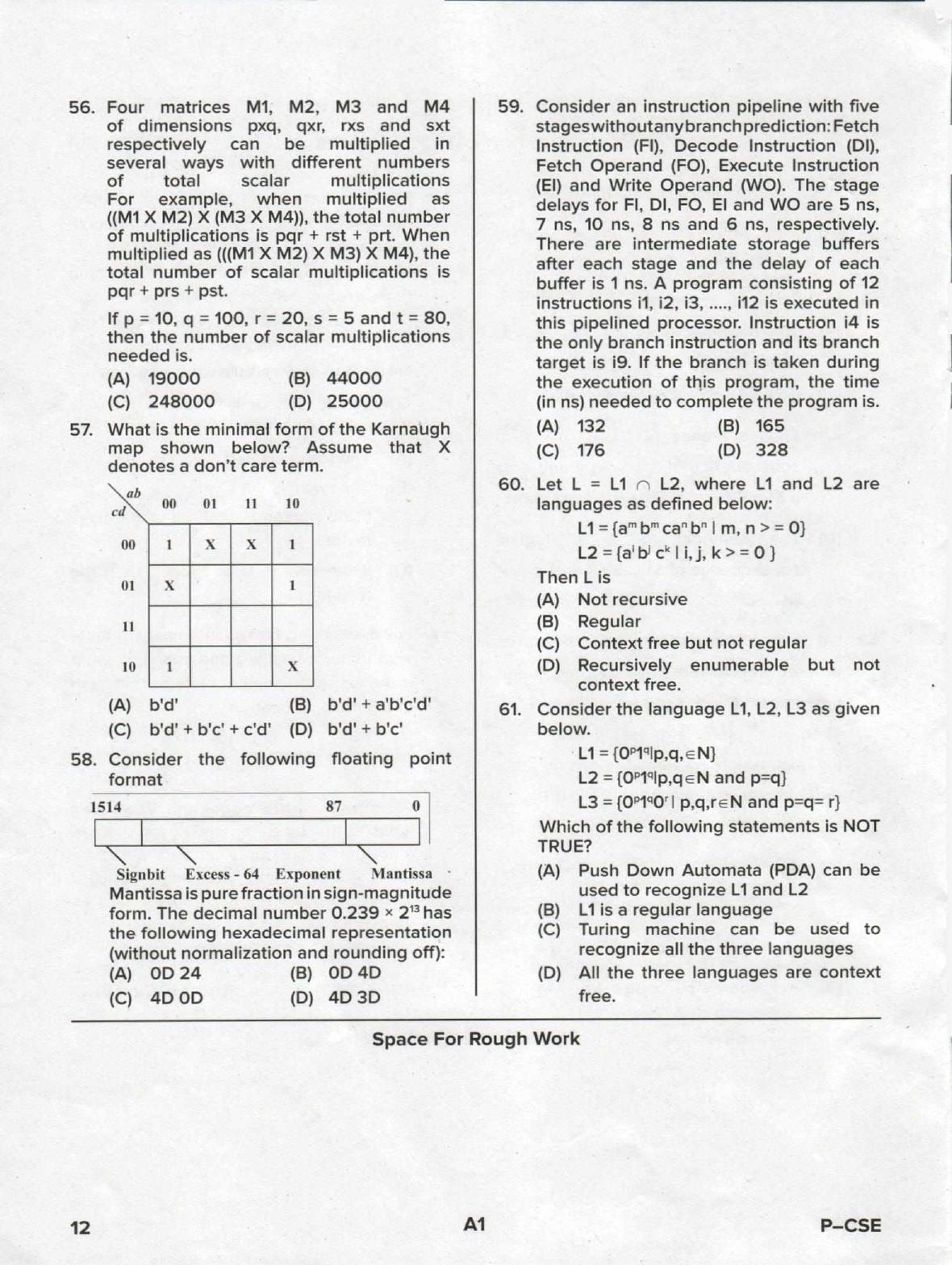 Karnataka PGCET 2020 Computer Science and Engineering Question Paper - Page 12