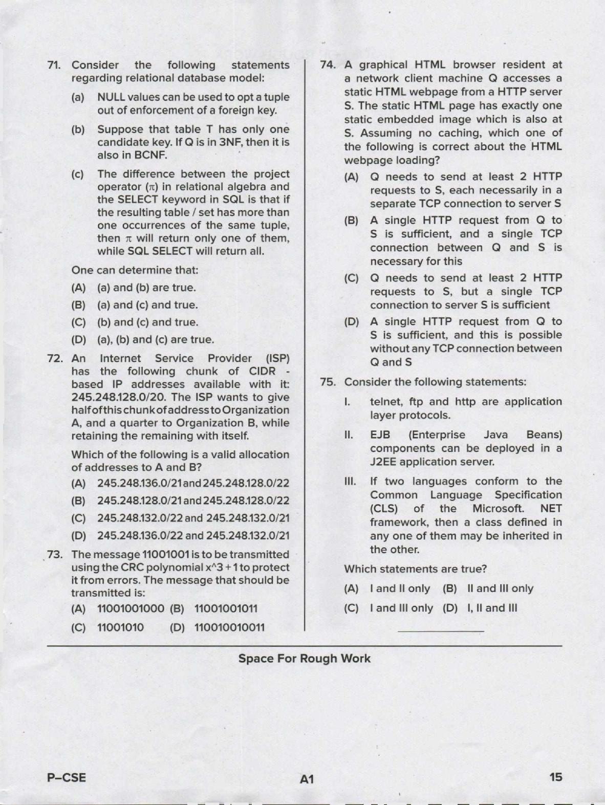 Karnataka PGCET 2020 Computer Science and Engineering Question Paper - Page 15