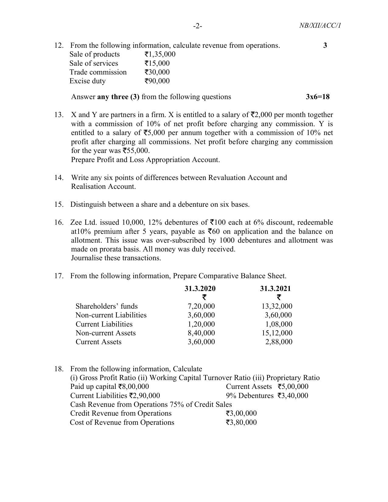 Nagaland Board Class 12 Accountancy 2022 Question Paper - Page 2