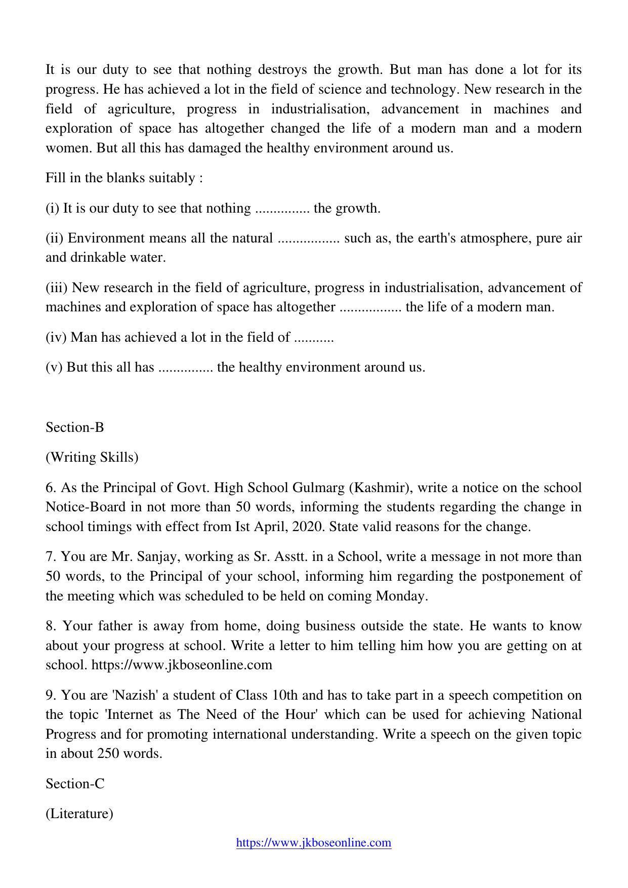 JKBOSE CLASS 10 English (2300-B) 2020 - Page 4