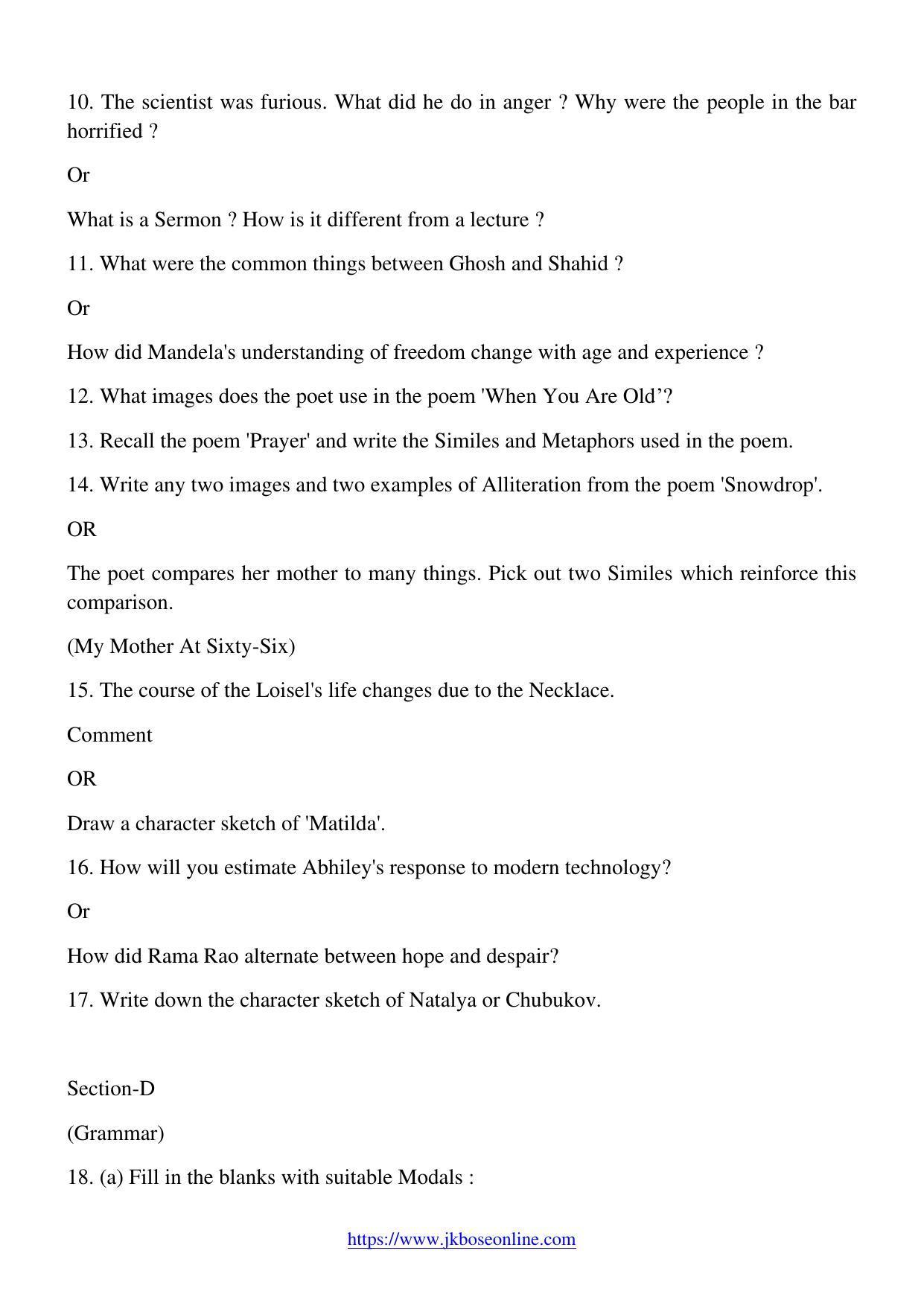 JKBOSE CLASS 10 English (2300-B) 2020 - Page 5