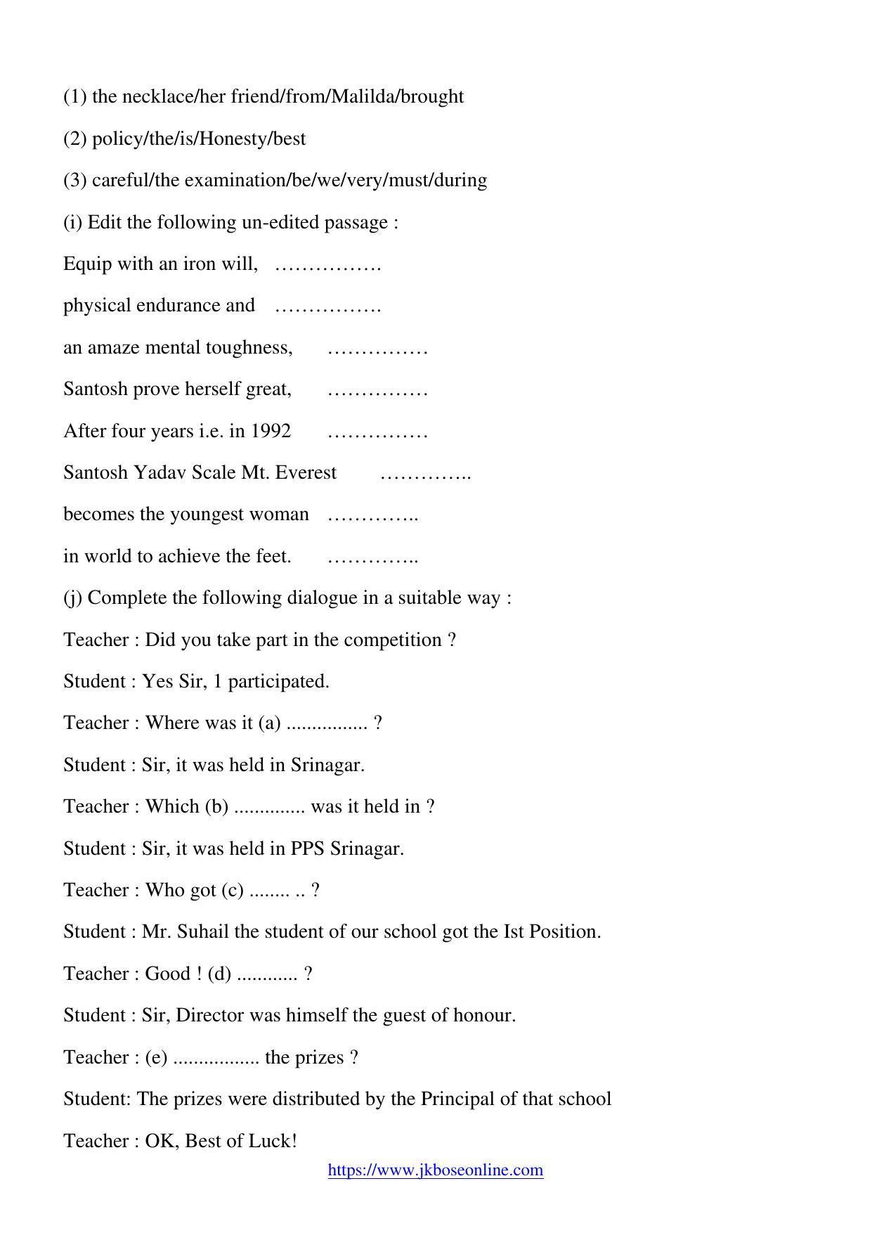 JKBOSE CLASS 10 English (2300-B) 2020 - Page 7