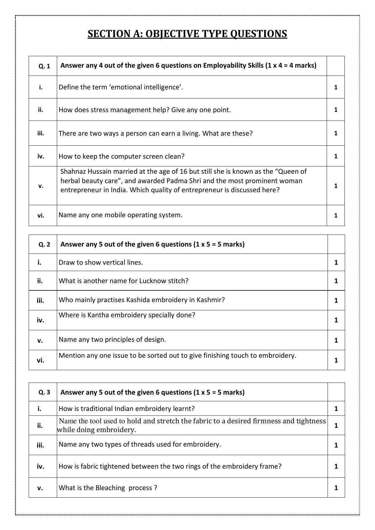 CBSE Class 10 (Skill Education) Apparel Sample Papers 2023 - Page 3