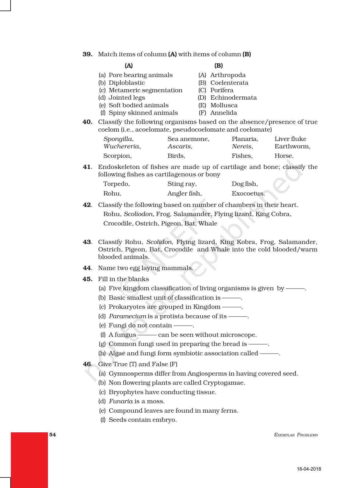 NCERT Exemplar Book for Class 9 Science: Chapter 7 Diversity in Living Organisms - Page 7