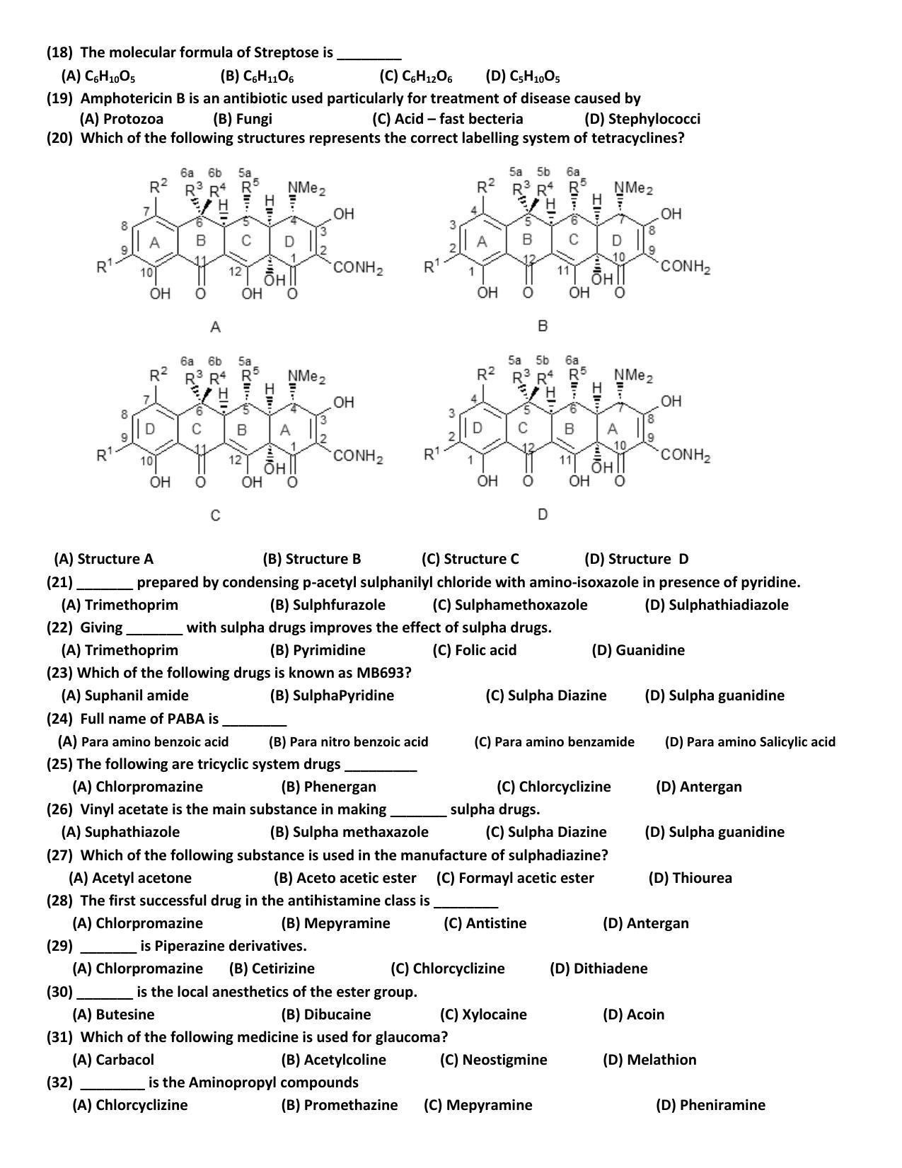 Hemchand North Gujarat University Sample Paper July-Sept 2021: M.Sc. Sem – III CH N – 603 (O) Organic Chemistry Paper III -Medicinal Chemistry Paper Code - 5007 (Old Course) - Page 2
