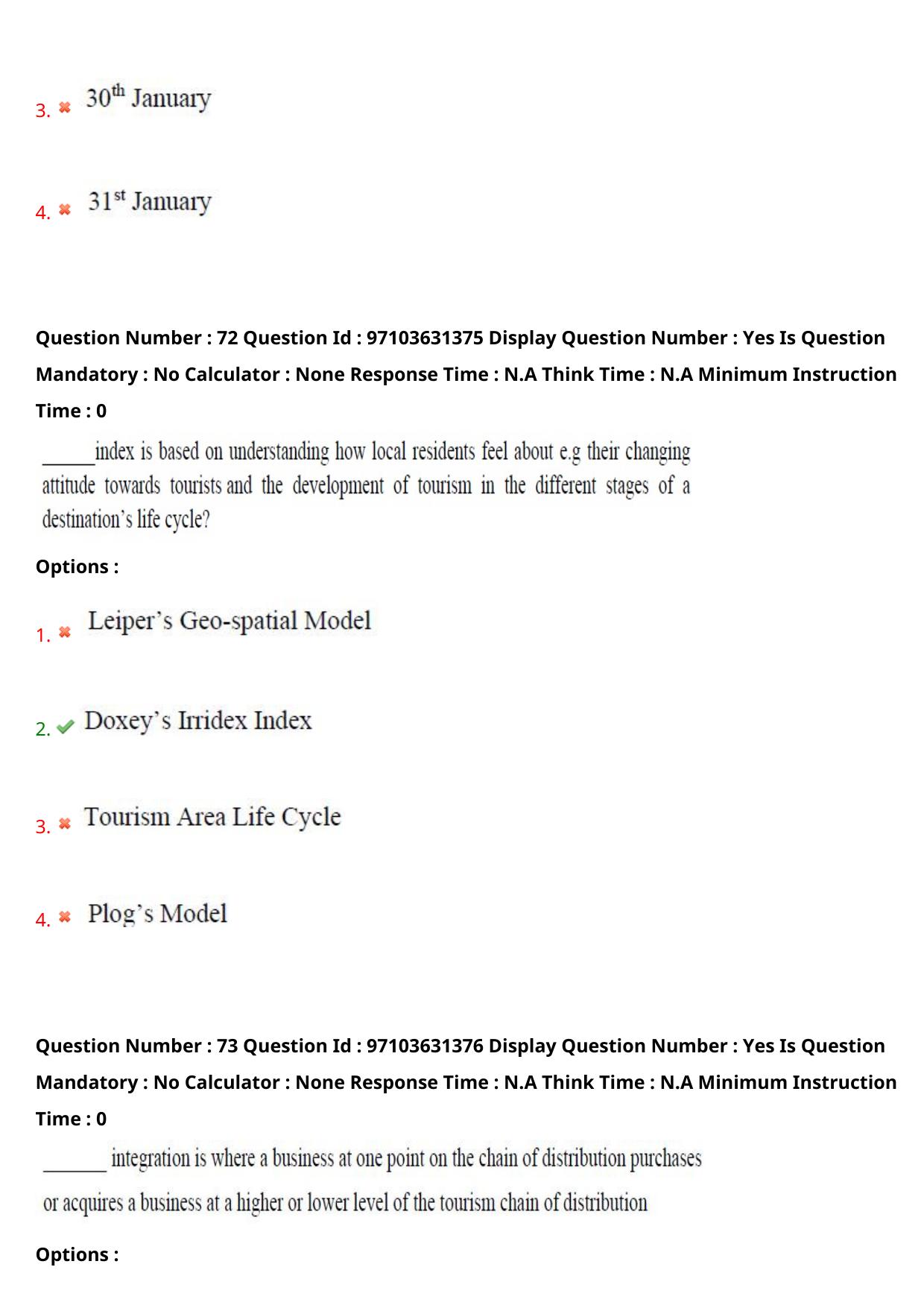 AP RCET 2024 Tourism Management Question Paper - Page 45