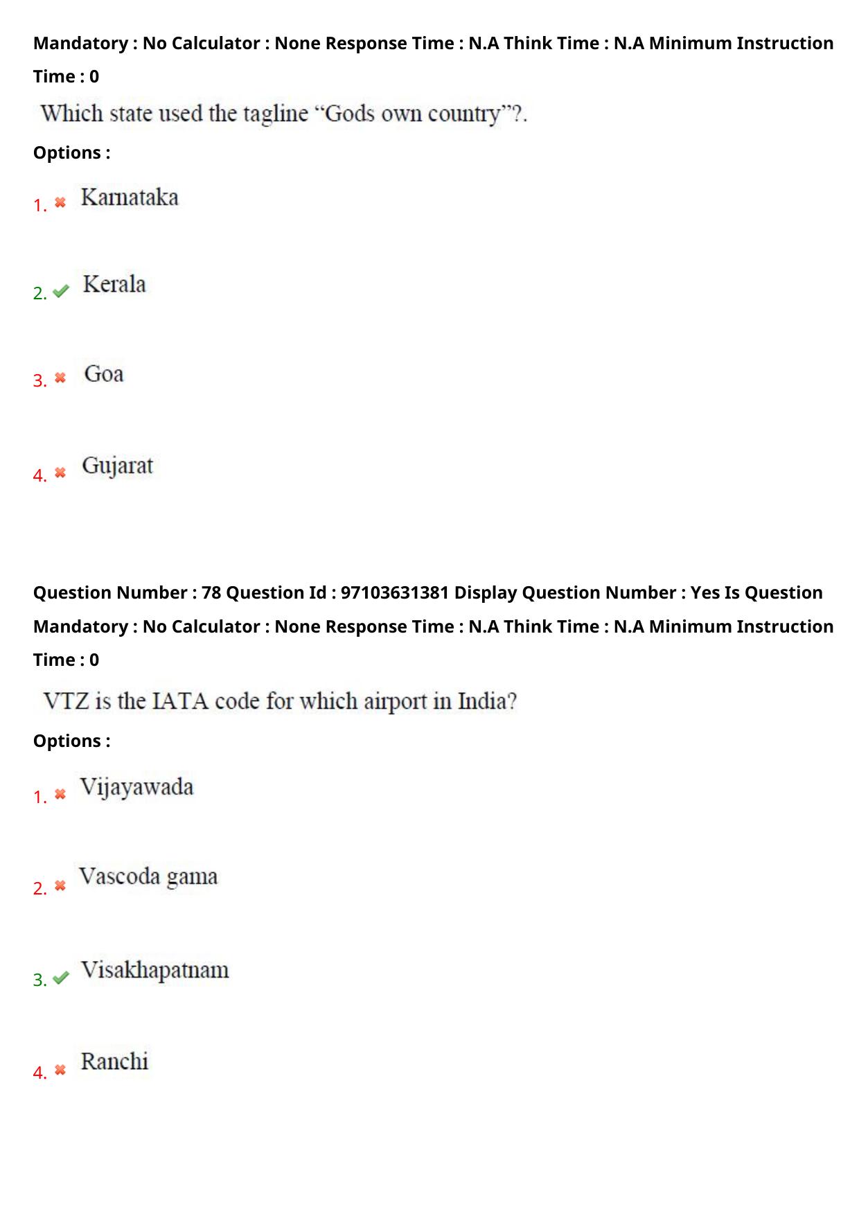 AP RCET 2024 Tourism Management Question Paper - Page 48