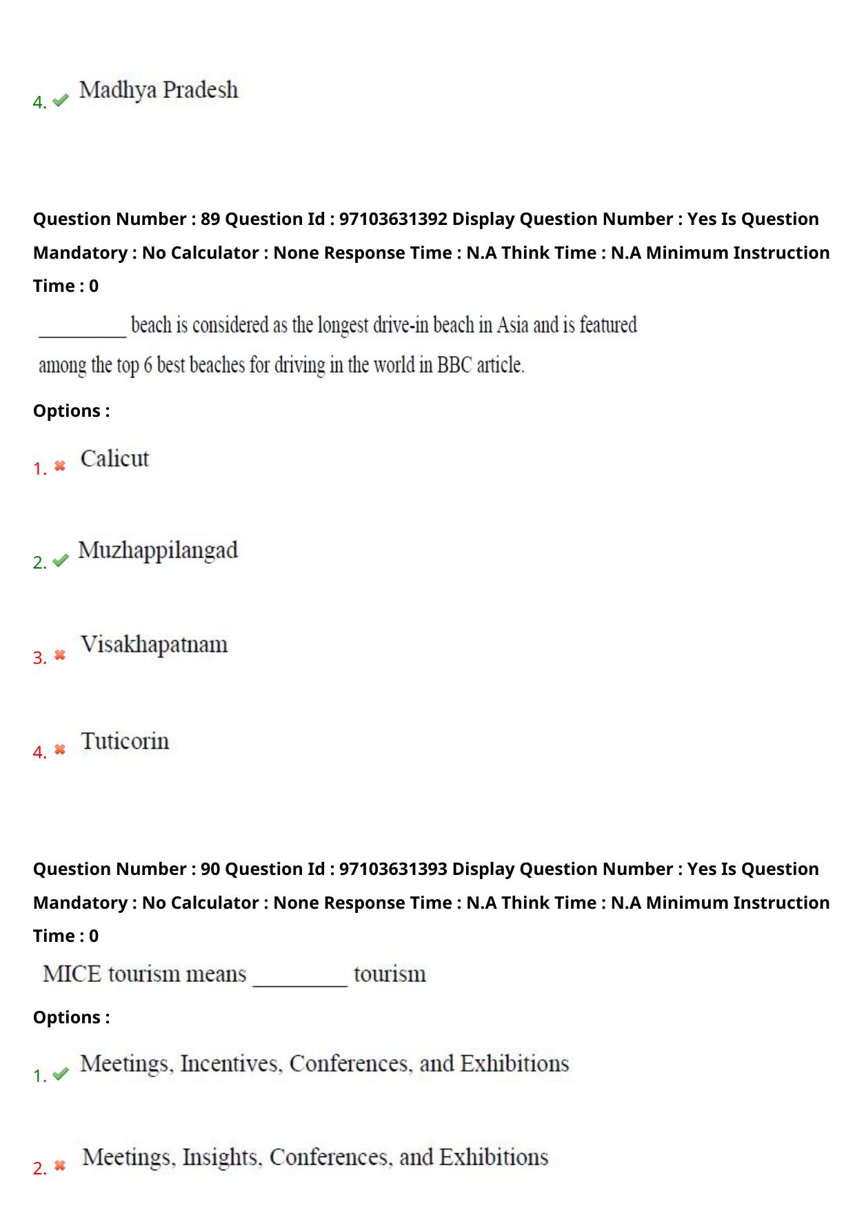 AP RCET 2024 Tourism Management Question Paper - Page 54