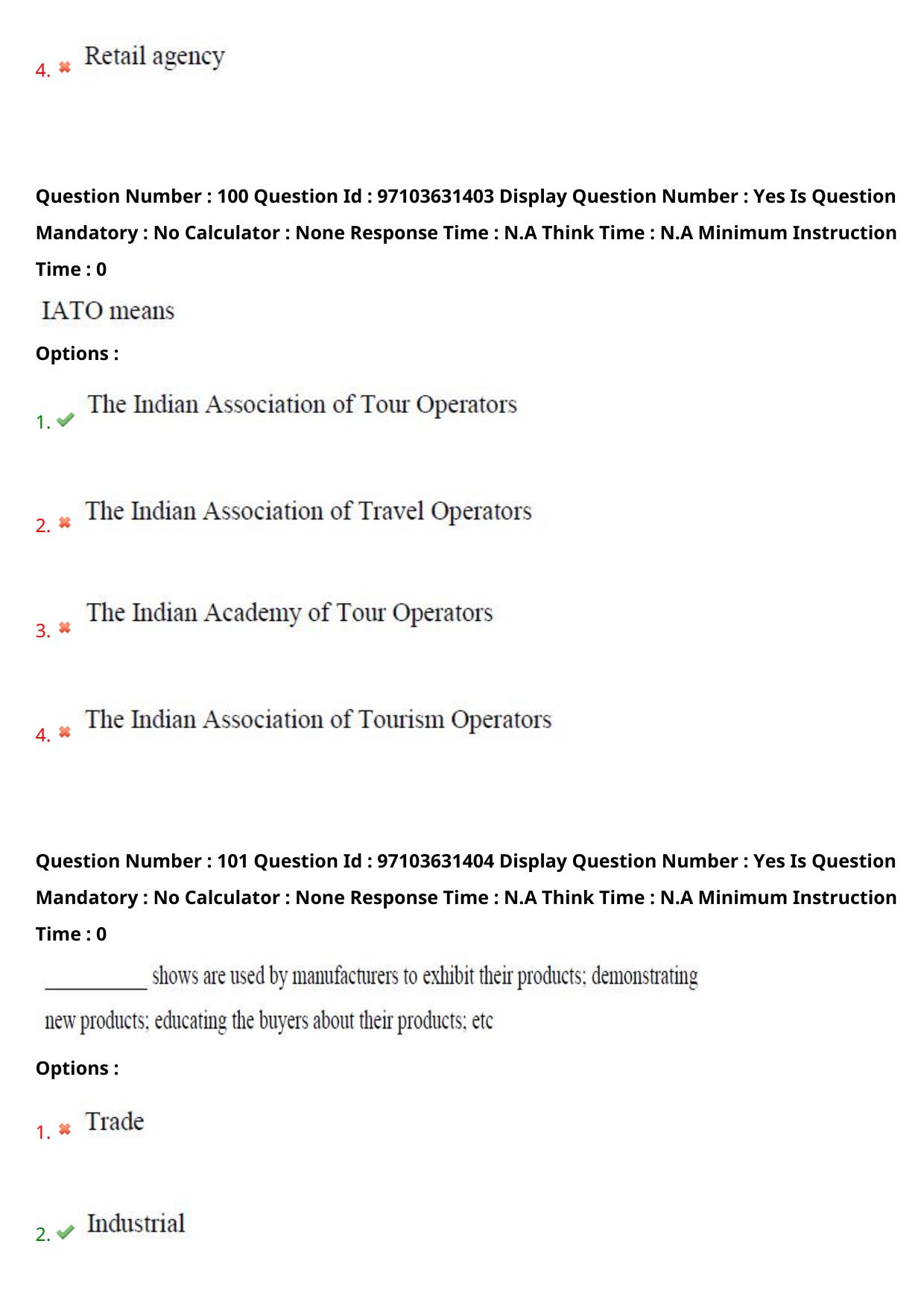 AP RCET 2024 Tourism Management Question Paper - Page 60