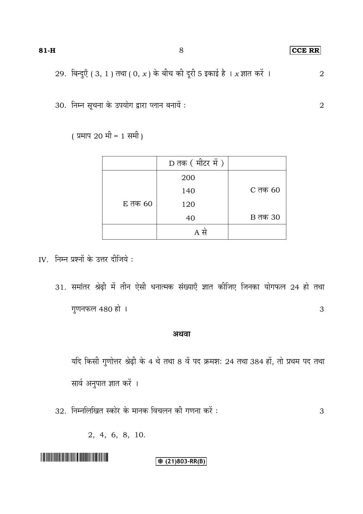 Karnataka SSLC Maths - HINDI (81-H-RR(B)-Unrevised_32) (Supplementary) June 2019 Question Paper - Page 8