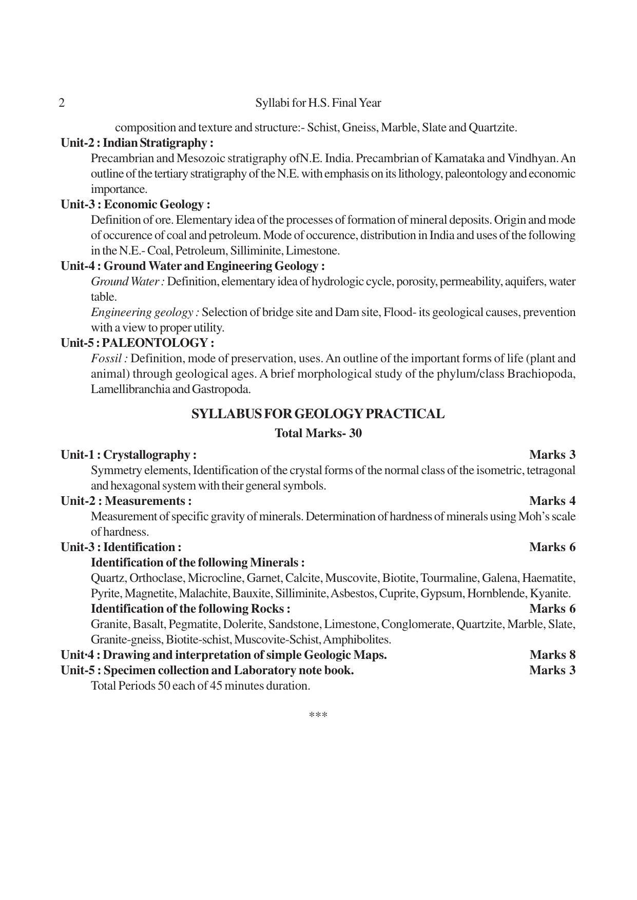 AHSEC 2nd Year Geology Syllabus - Page 2