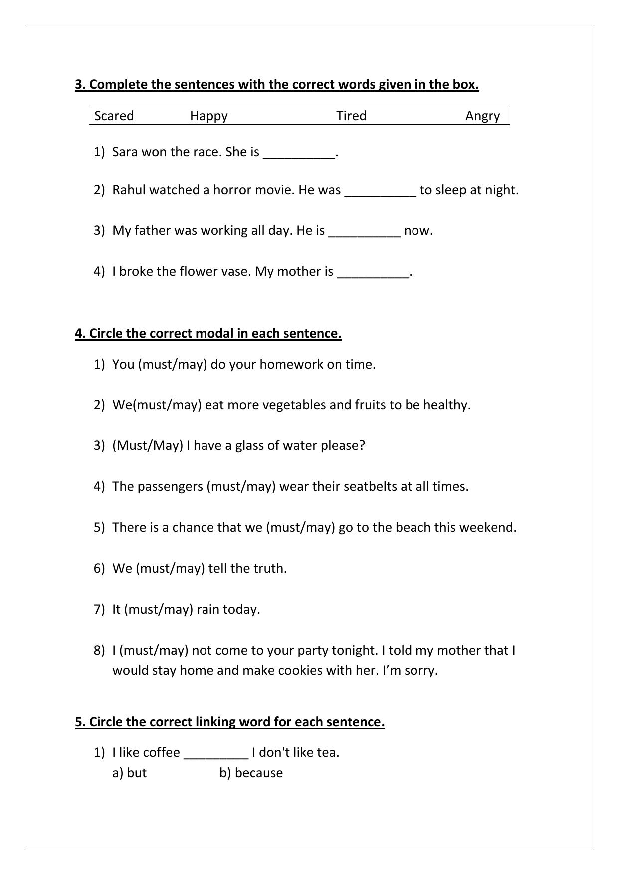 Worksheet for Class 3 English Assignment 23 - Page 2