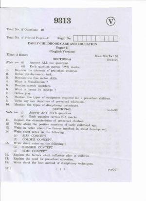 AP Inter 2nd Year Early Childhood care and Education-II May-2019-Vocational Question Paper