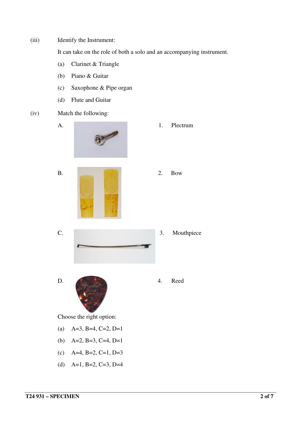 ICSE Class 10  2024 WESTERN MUSIC Sample Paper - Page 2