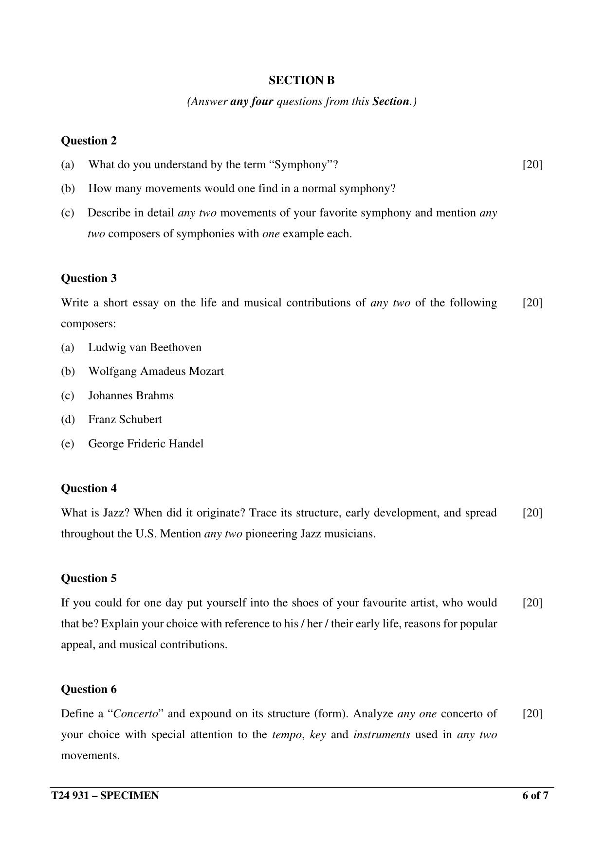 ICSE Class 10  2024 WESTERN MUSIC Sample Paper - Page 6