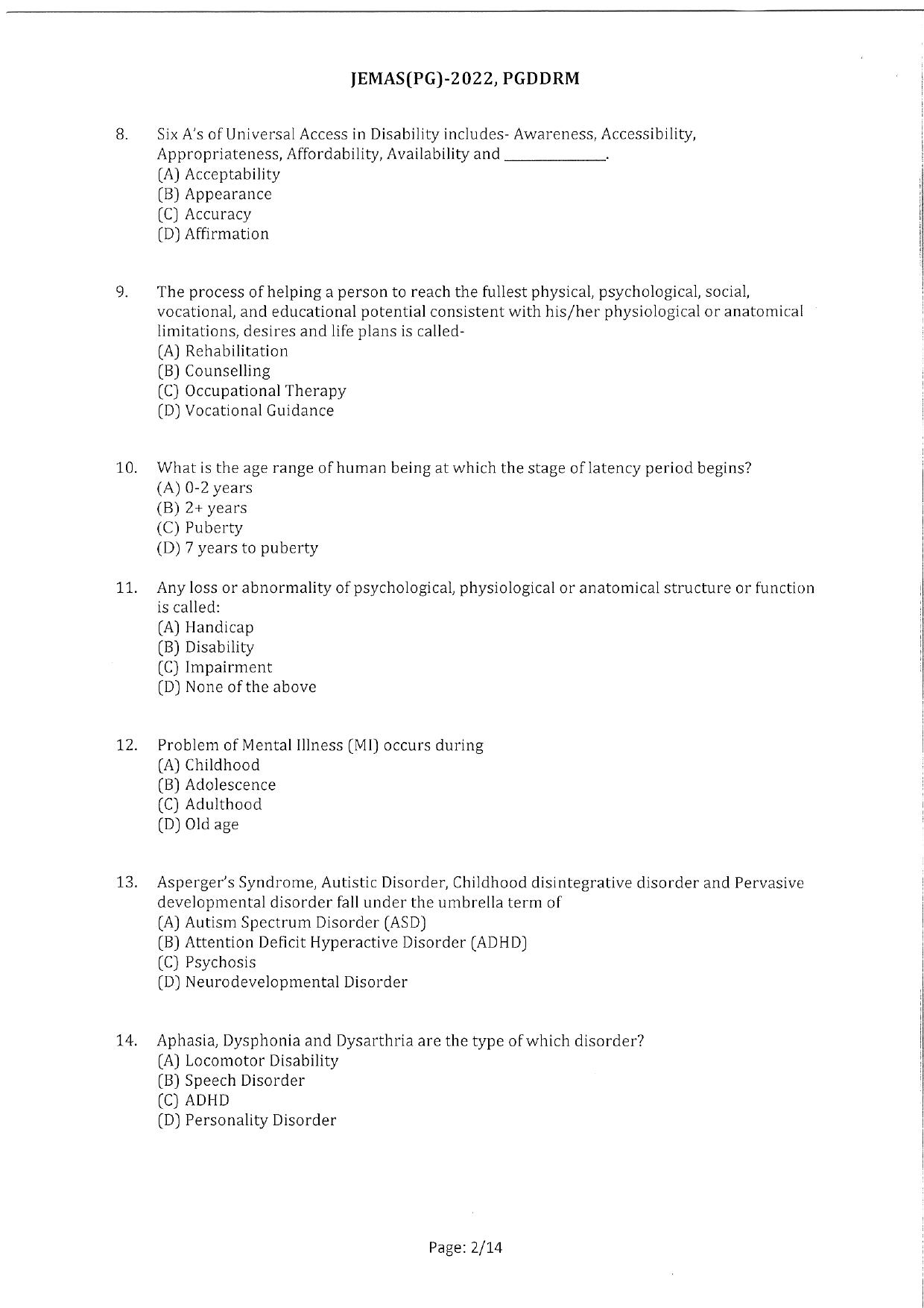 WBJEEB JEMAS (PG) 2022 PGDDRM Question Paper - Page 4