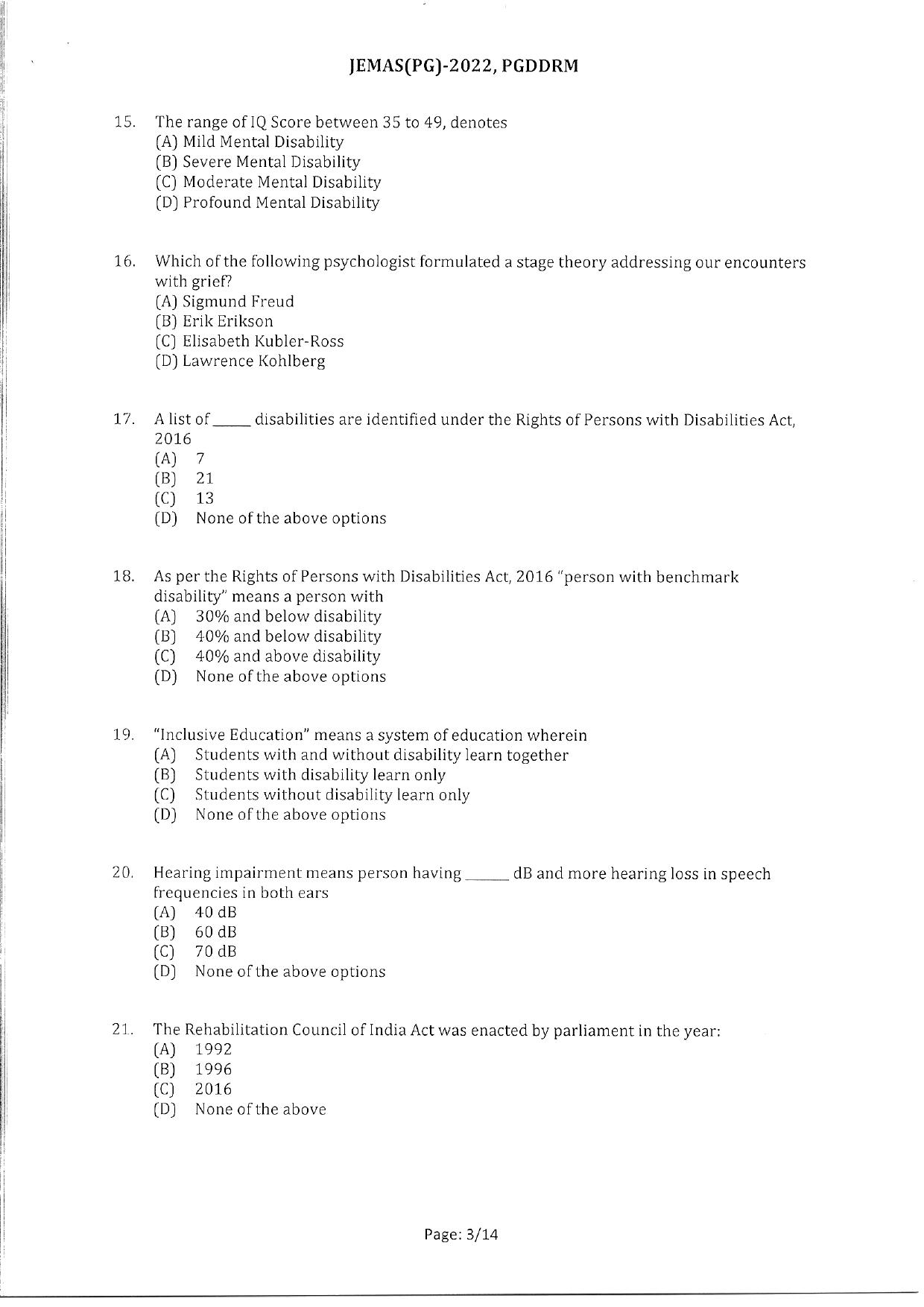 WBJEEB JEMAS (PG) 2022 PGDDRM Question Paper - Page 5