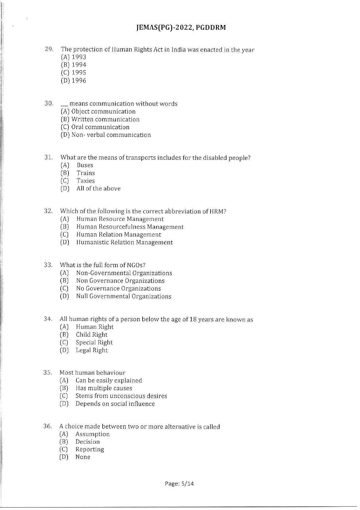 WBJEEB JEMAS (PG) 2022 PGDDRM Question Paper - Page 7