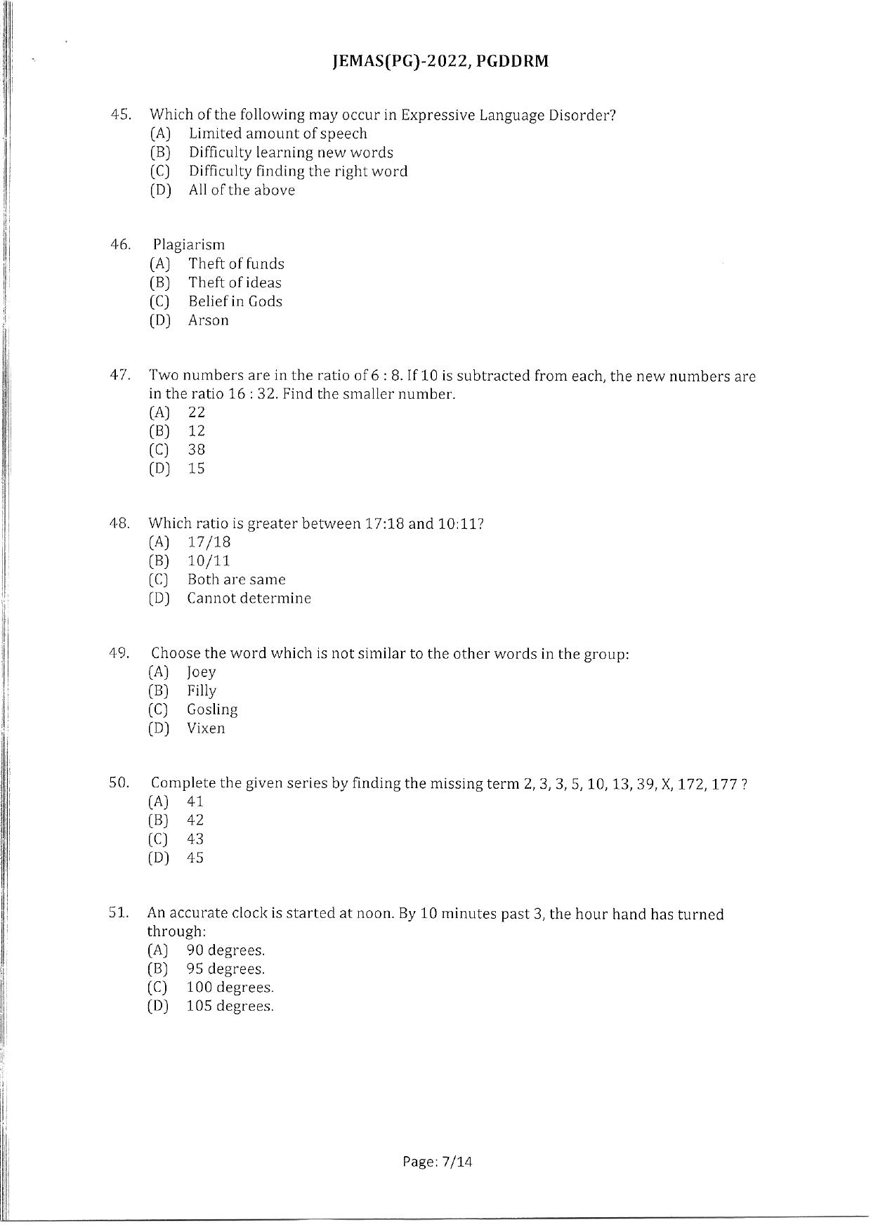 WBJEEB JEMAS (PG) 2022 PGDDRM Question Paper - Page 9