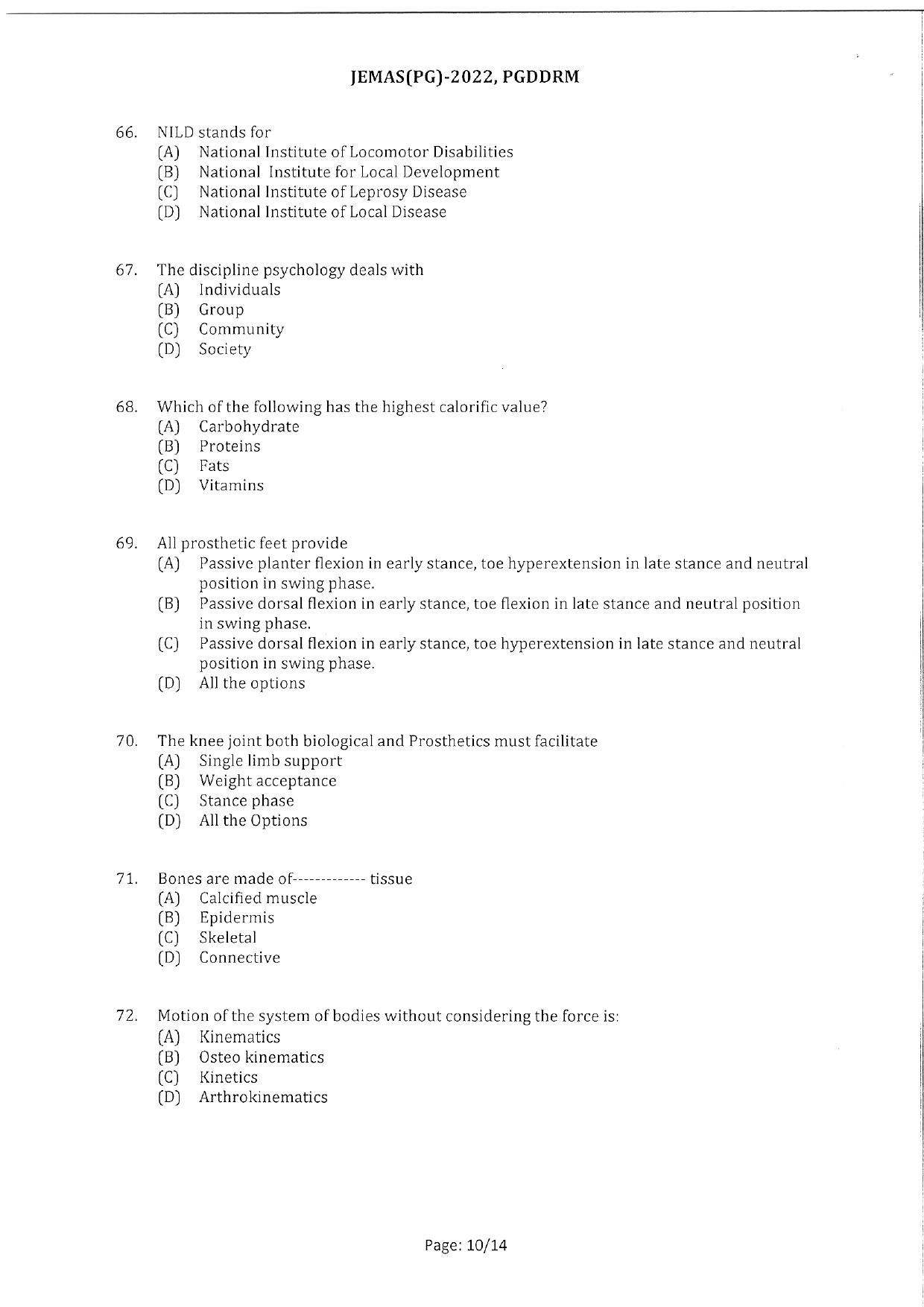 WBJEEB JEMAS (PG) 2022 PGDDRM Question Paper - Page 12