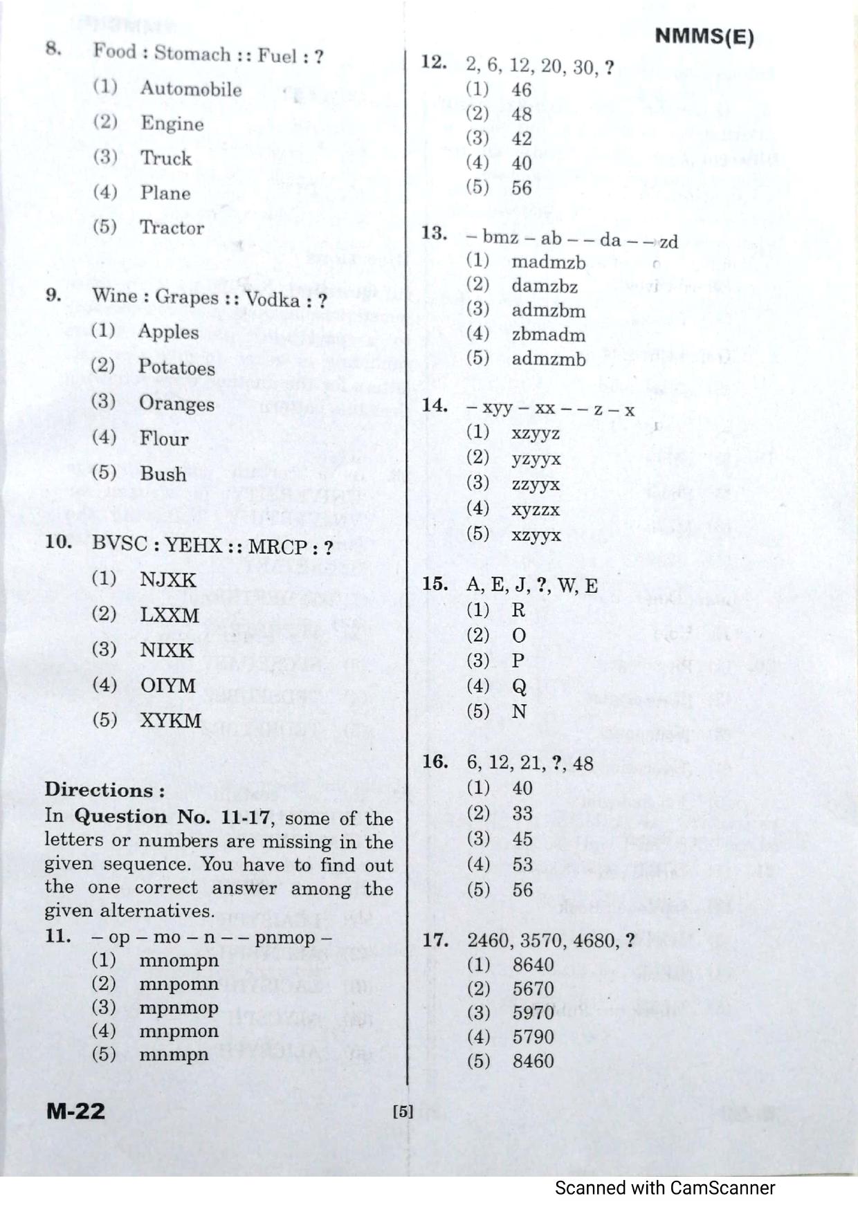 Telangana NMMS February 2021 English Question Paper - Page 5