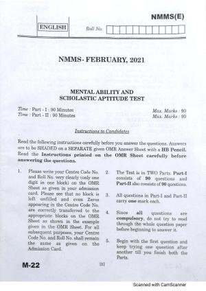 Telangana NMMS February 2021 English Question Paper