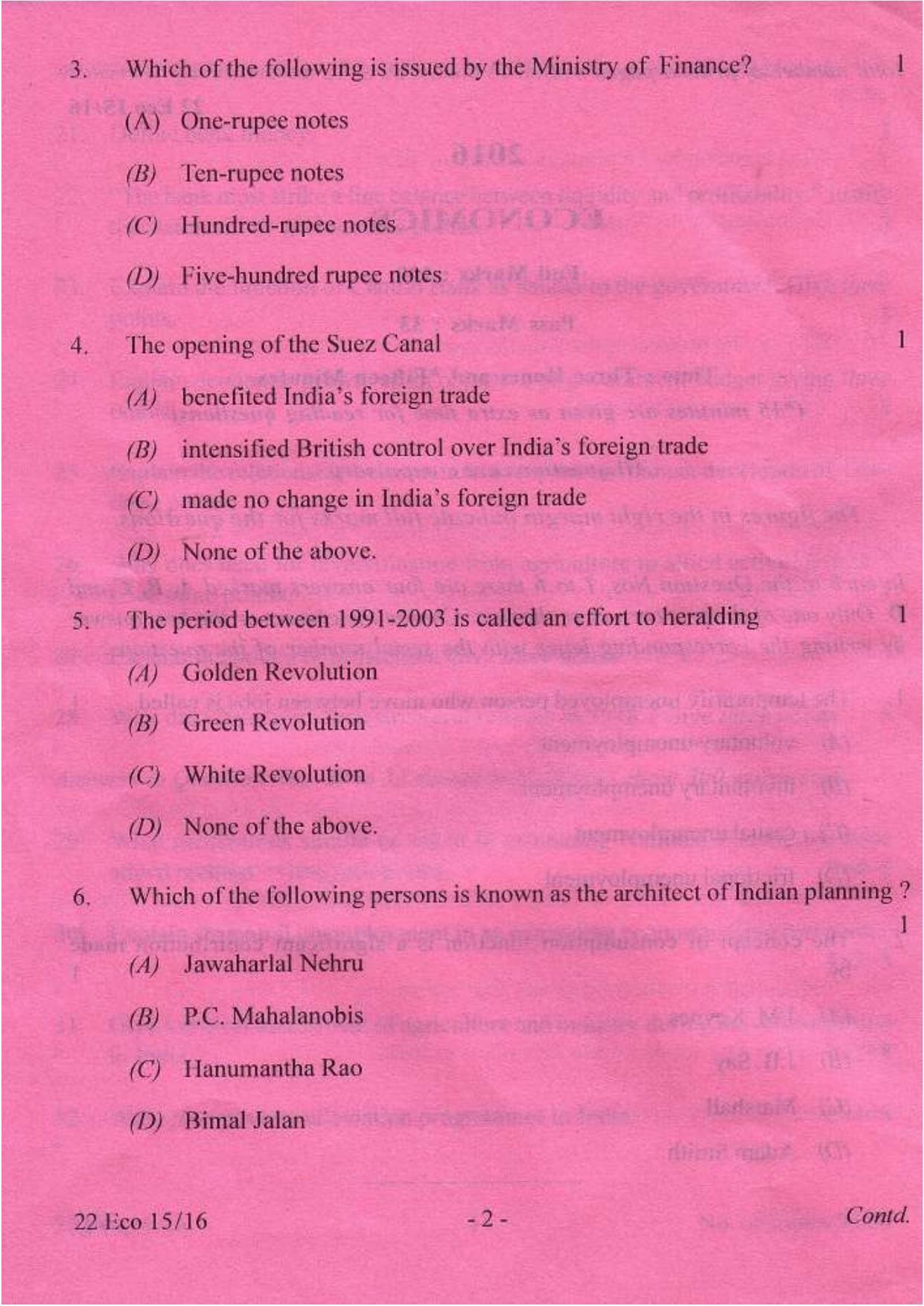 COHSEM Class 12 Economics 2016 Question Papers - Page 2