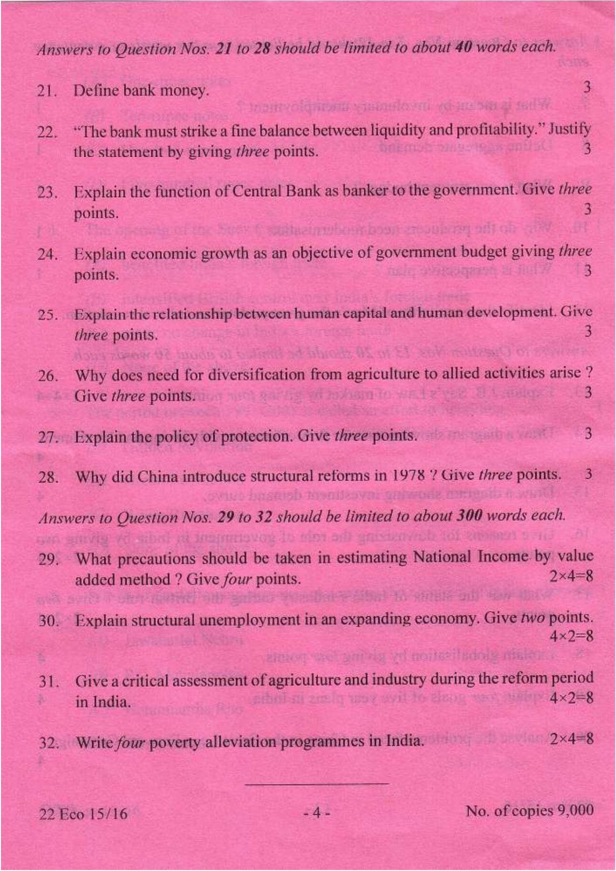 COHSEM Class 12 Economics 2016 Question Papers - Page 4